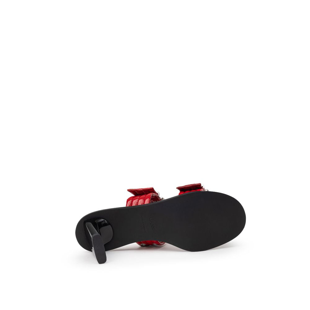 Ganni rode leren sandalen