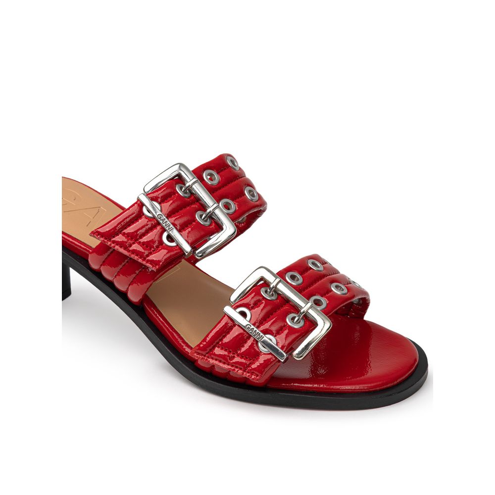 Ganni rode leren sandalen