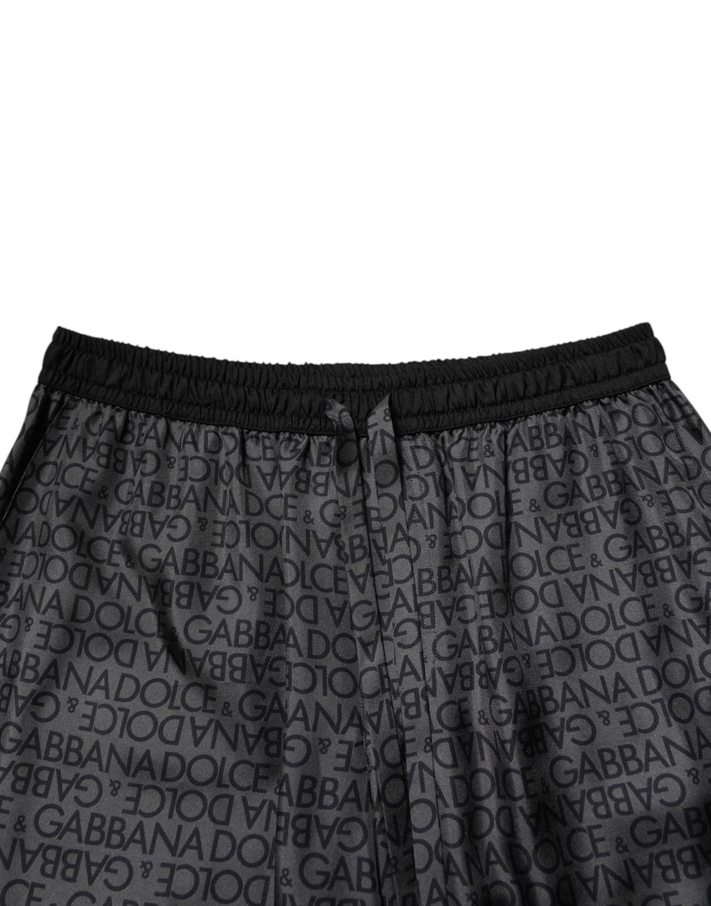 Short de bain en soie gris et noir avec logo DG pour homme de Dolce & Gabbana