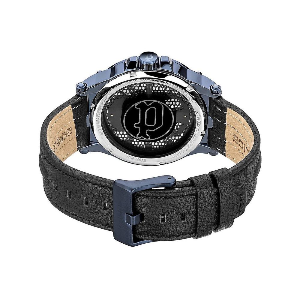 Politie zwart leren horloge