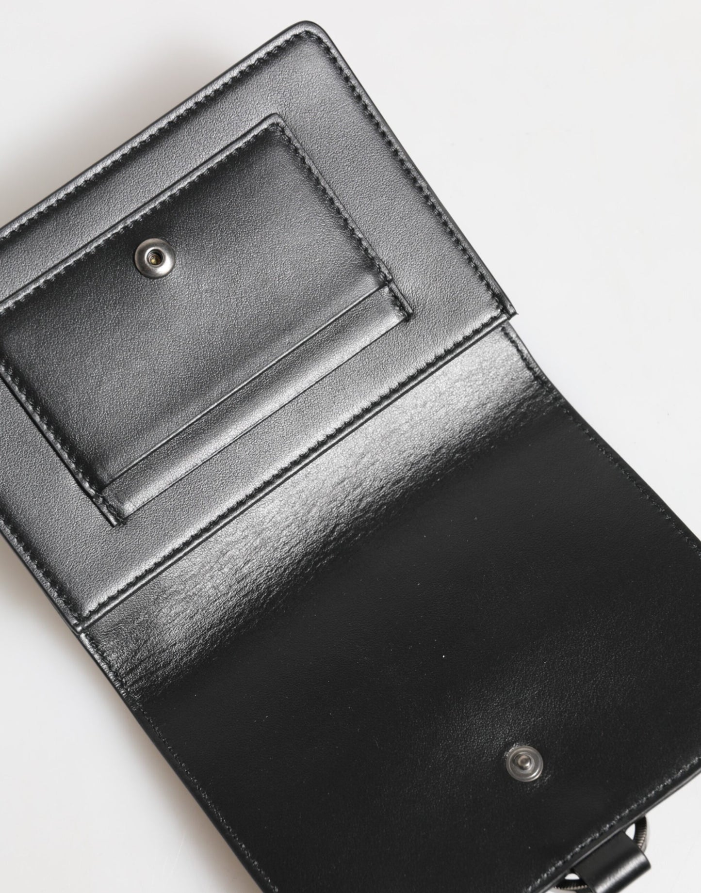 Portefeuille porte-cartes Dolce & Gabbana en cuir noir orné de cristaux