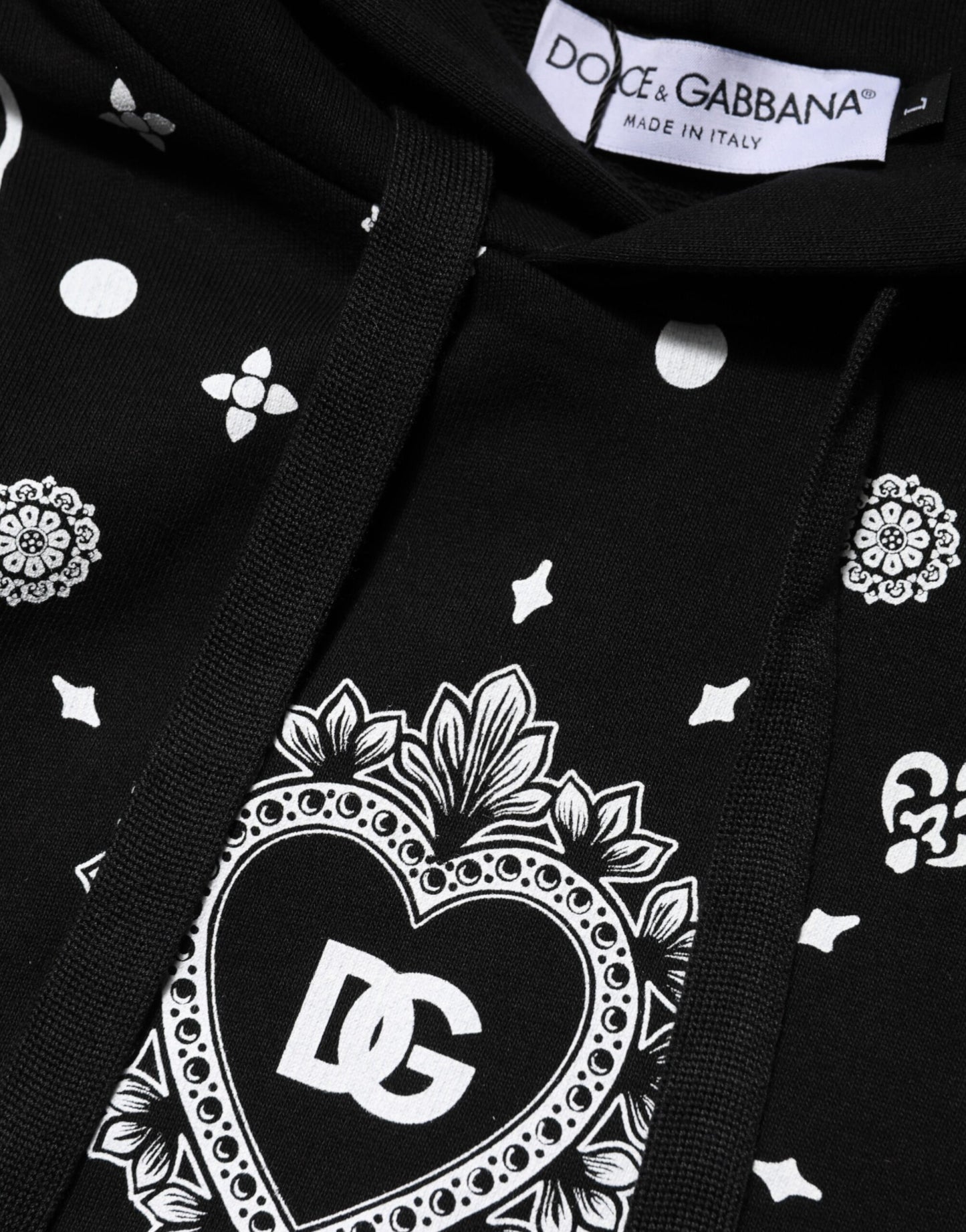 Sweat à capuche homme noir à motif bandana Dolce & Gabbana