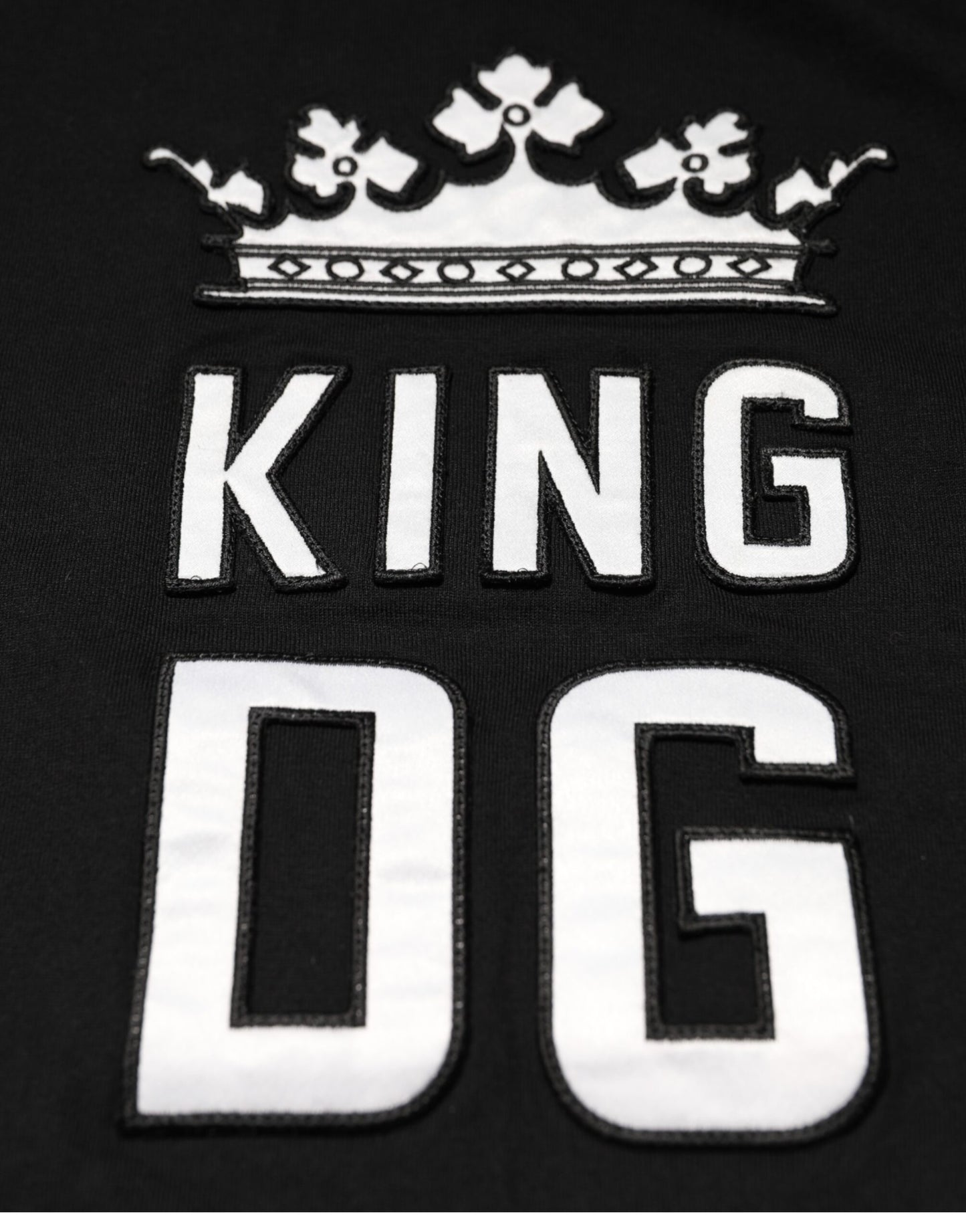T-shirt en coton à col rond noir avec couronne DG King de Dolce & Gabbana