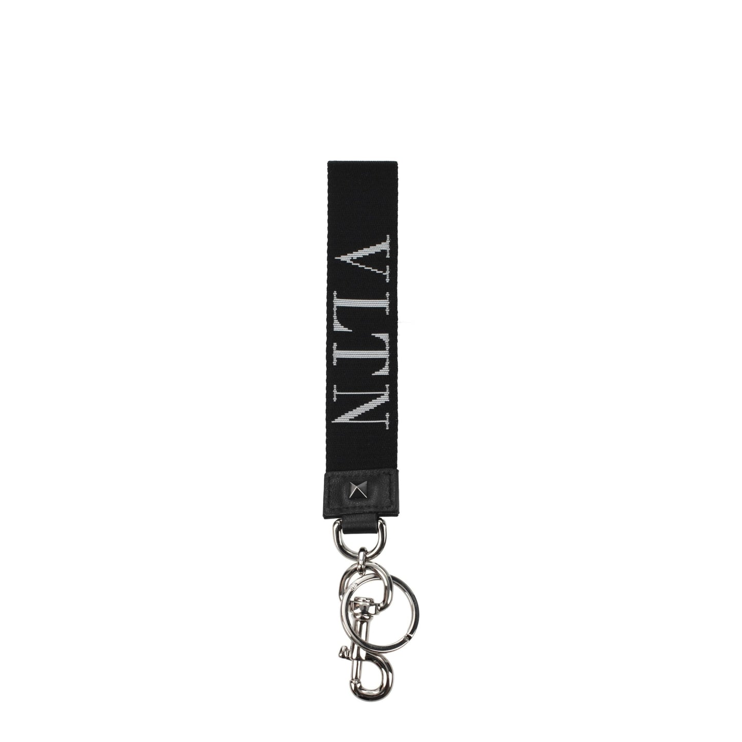 Valentino Garavani Porte-clés en Tissu Noir avec Logo