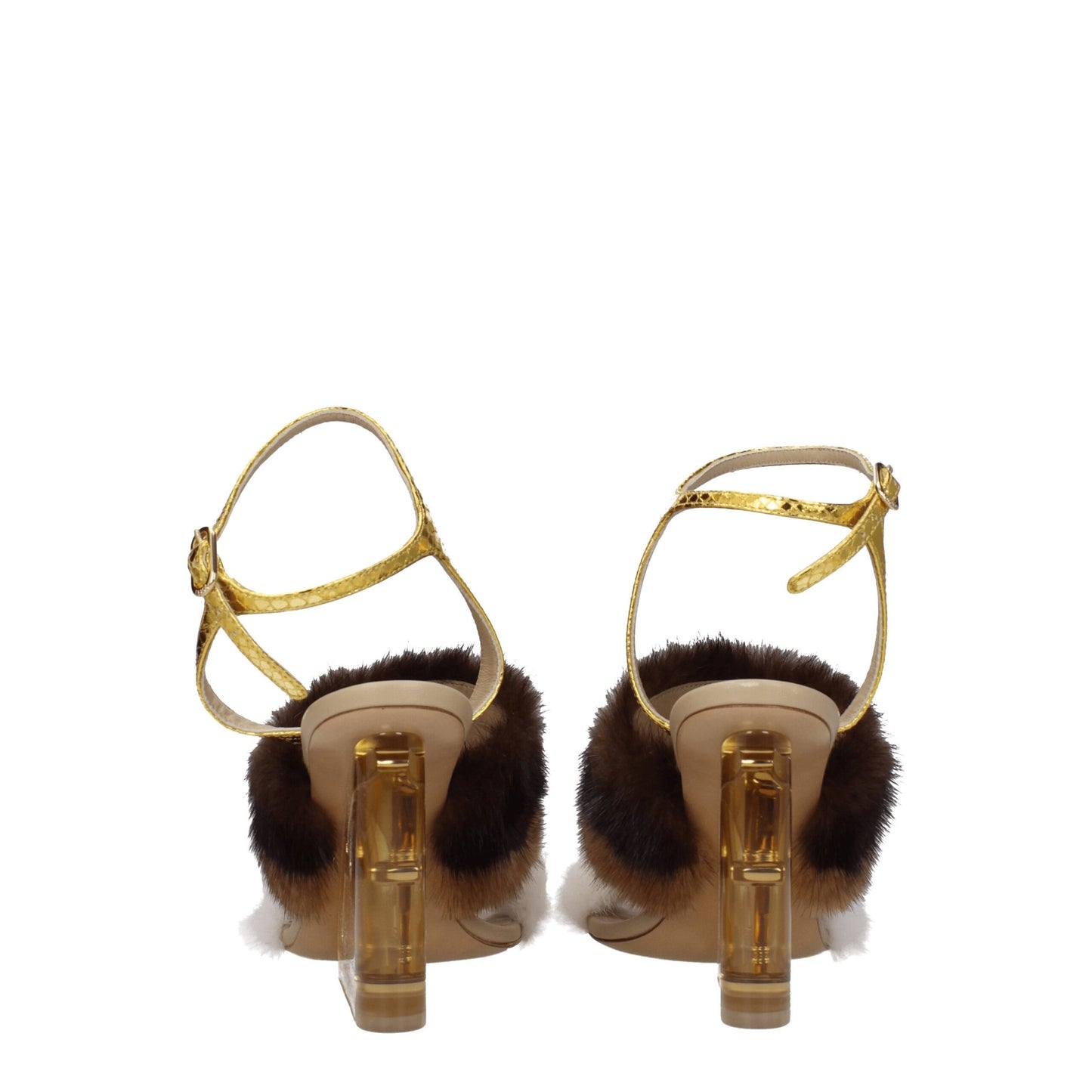 Fendi Bruine Sandalen met Minkenbandjes