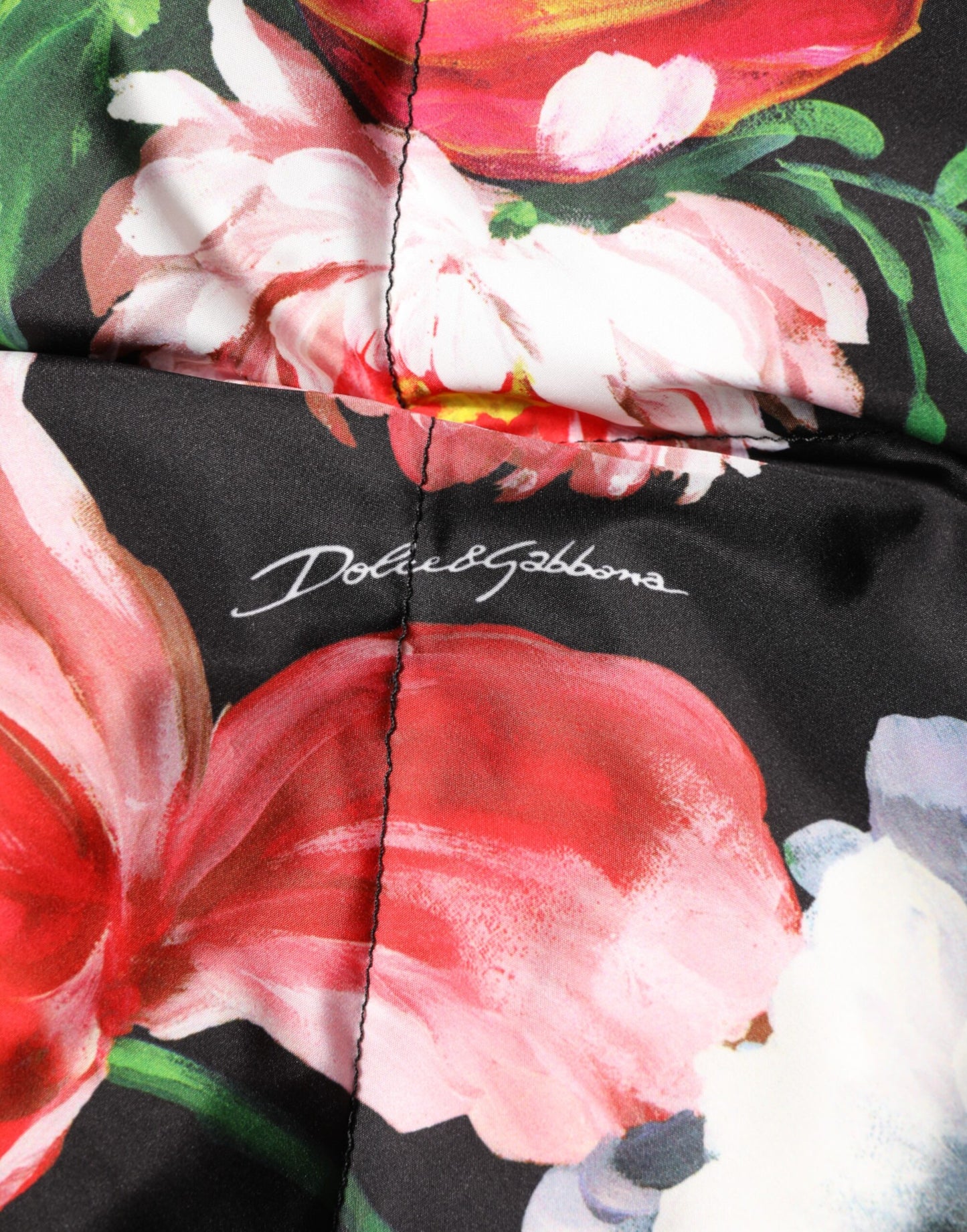 Manteau doudoune à capuche à motifs floraux multicolores Dolce & Gabbana