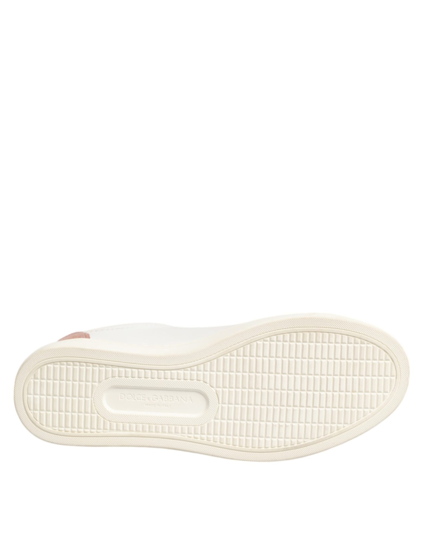 Sneakers basses en cuir blanc et rose Dolce & Gabbana