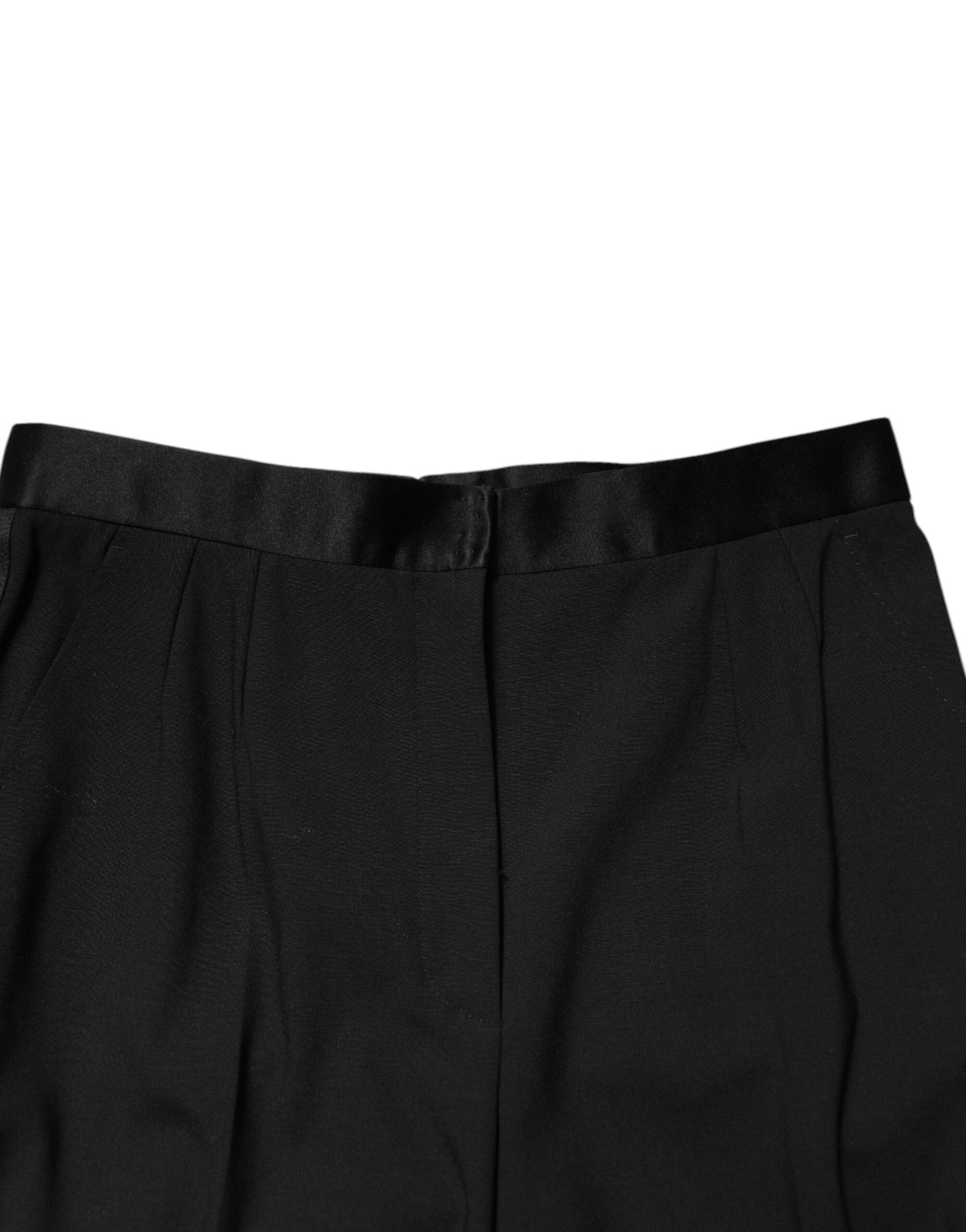 Dolce & Gabbana zwarte wollen, taps toelopende broek met hoge taille