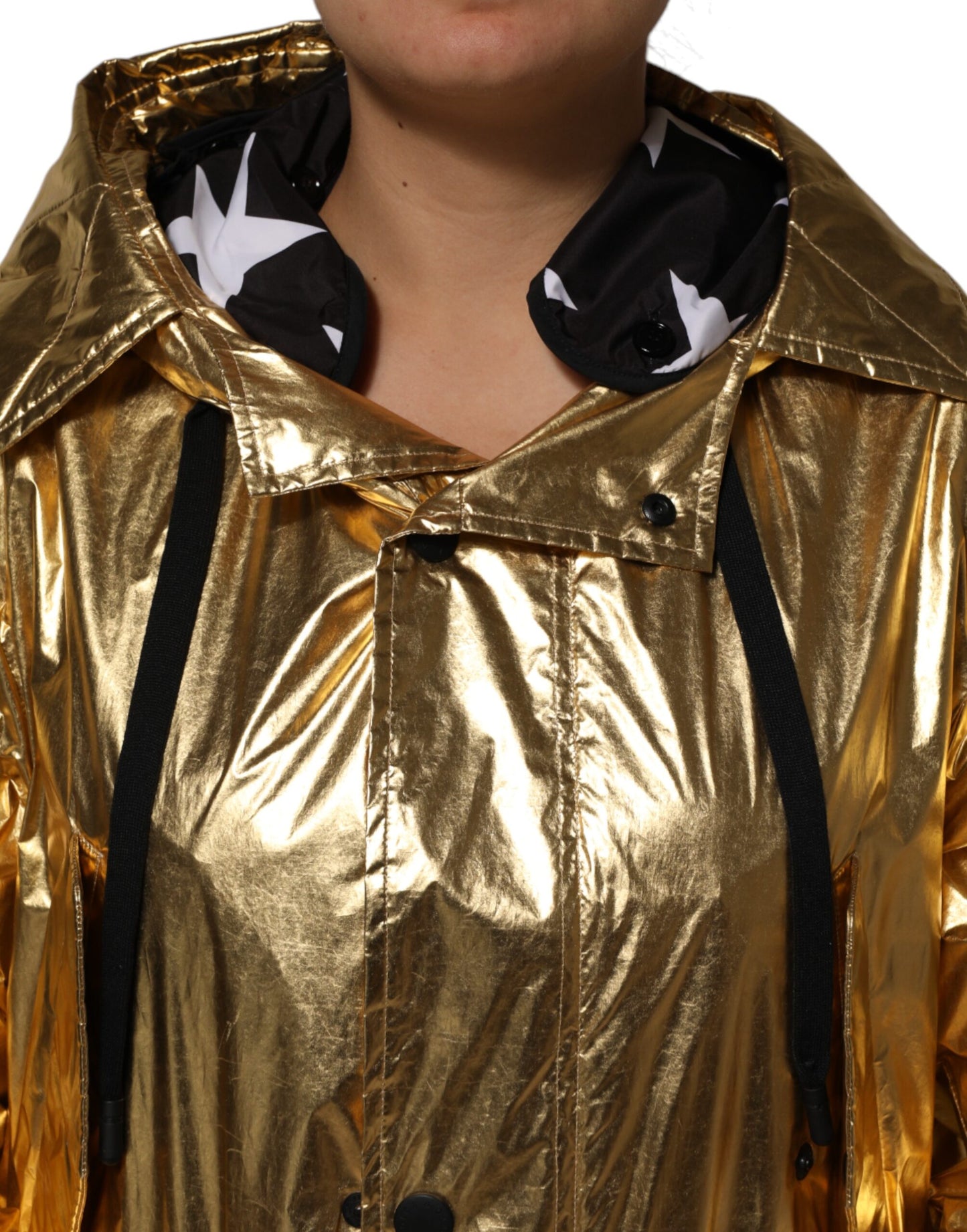 Dolce & Gabbana Trench-manteau doré à capuche et manches longues