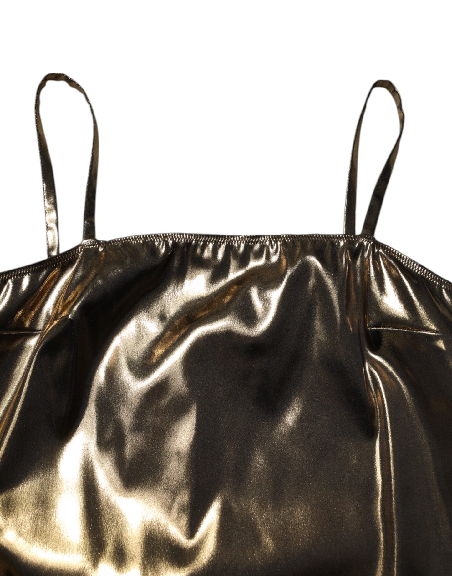Dolce & Gabbana Metallic Goud Kleurige Mouwloze A-lijn Mini Jurk