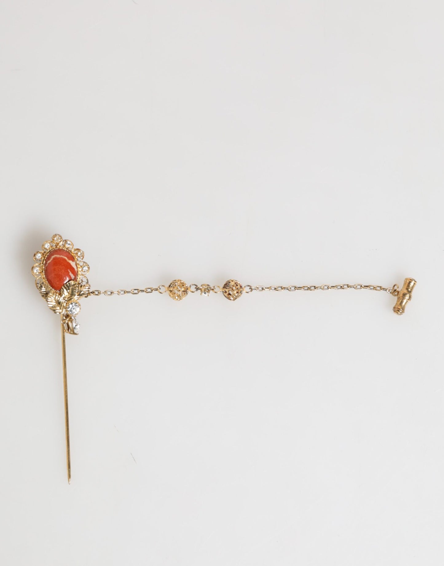 Dolce & Gabbana gouden messing kristalketting 925 sterling zilveren broche