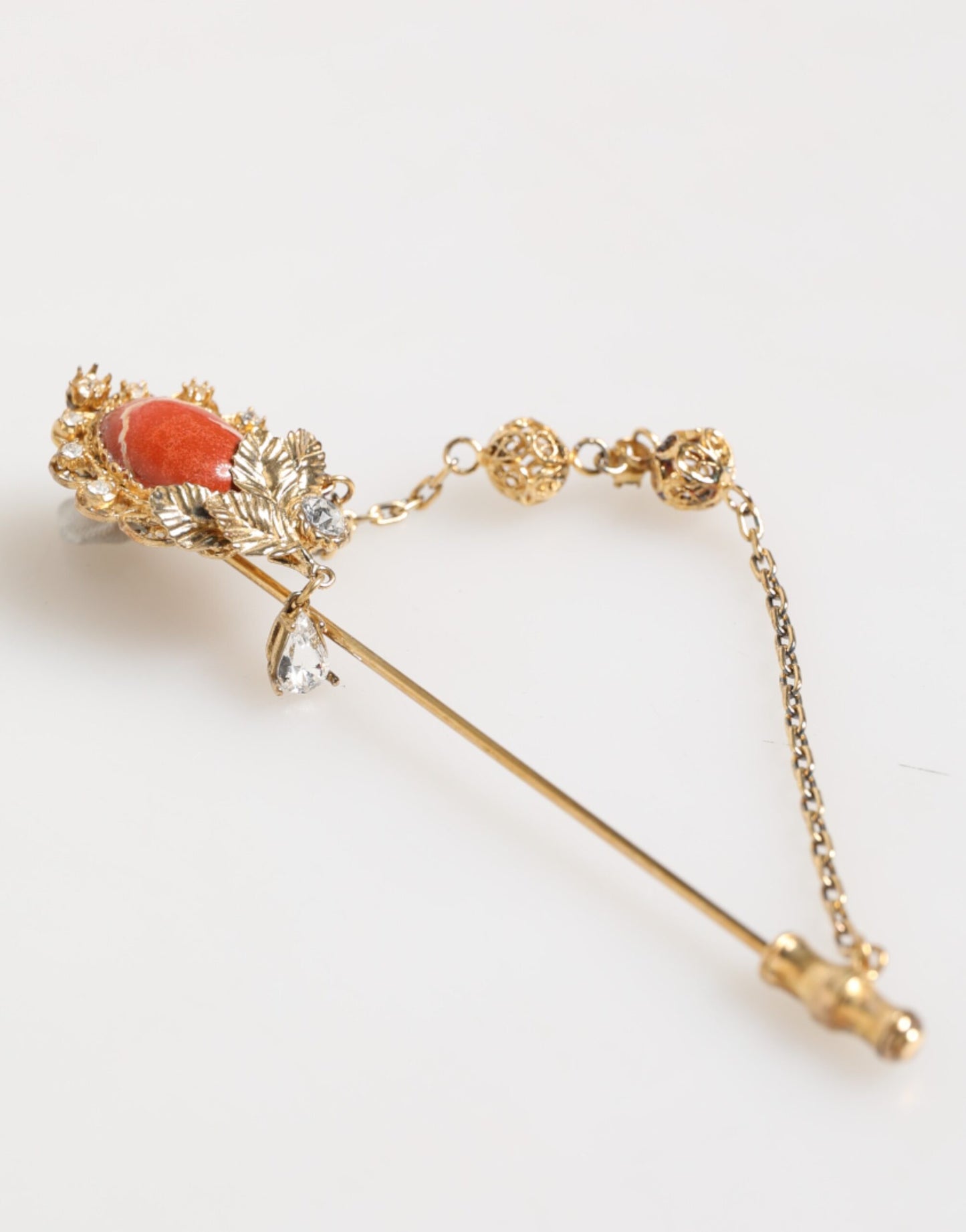 Dolce & Gabbana gouden messing kristalketting 925 sterling zilveren broche