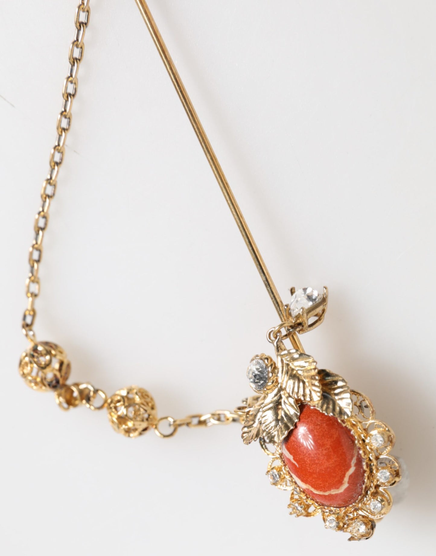 Dolce & Gabbana gouden messing kristalketting 925 sterling zilveren broche