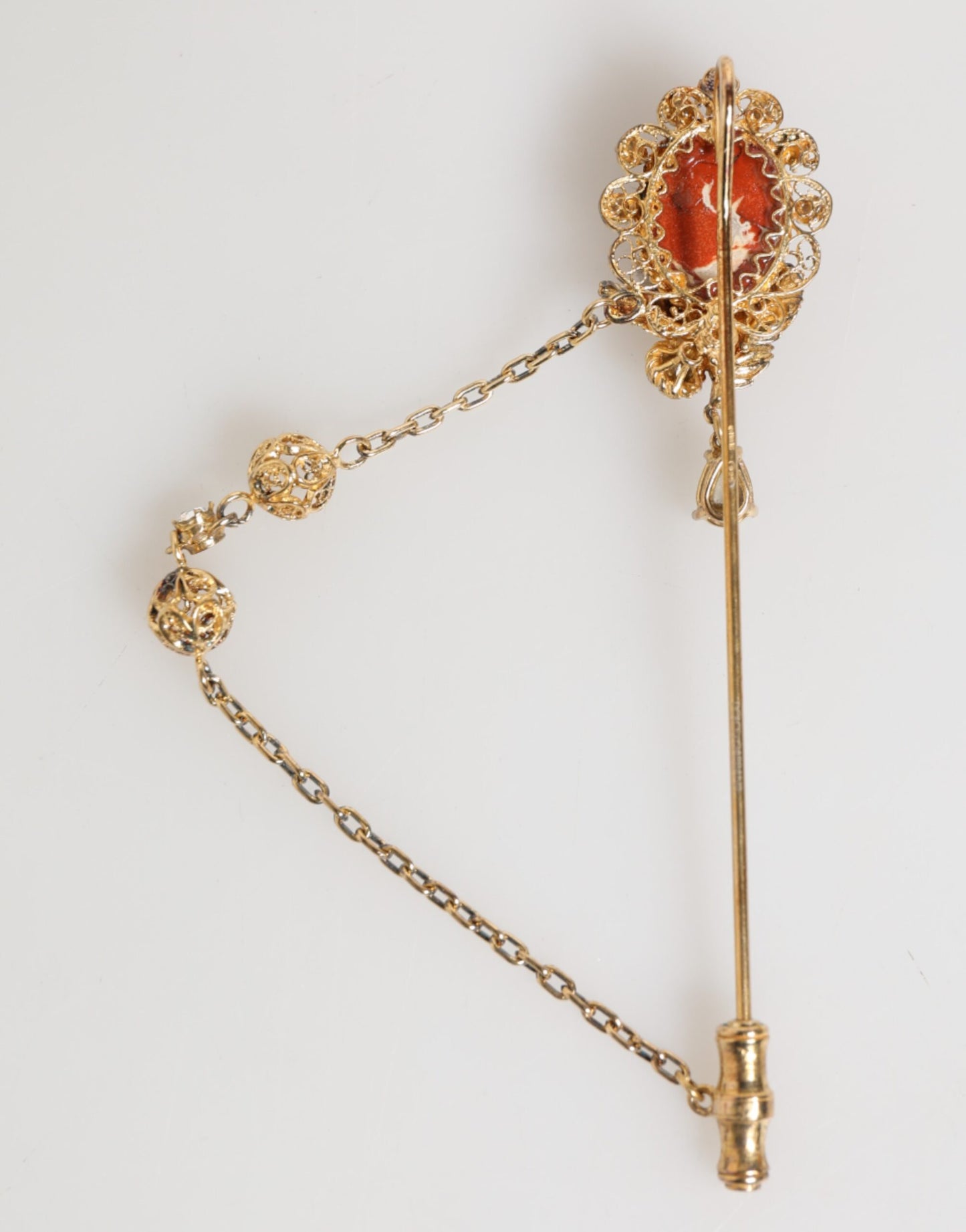 Dolce & Gabbana gouden messing kristalketting 925 sterling zilveren broche
