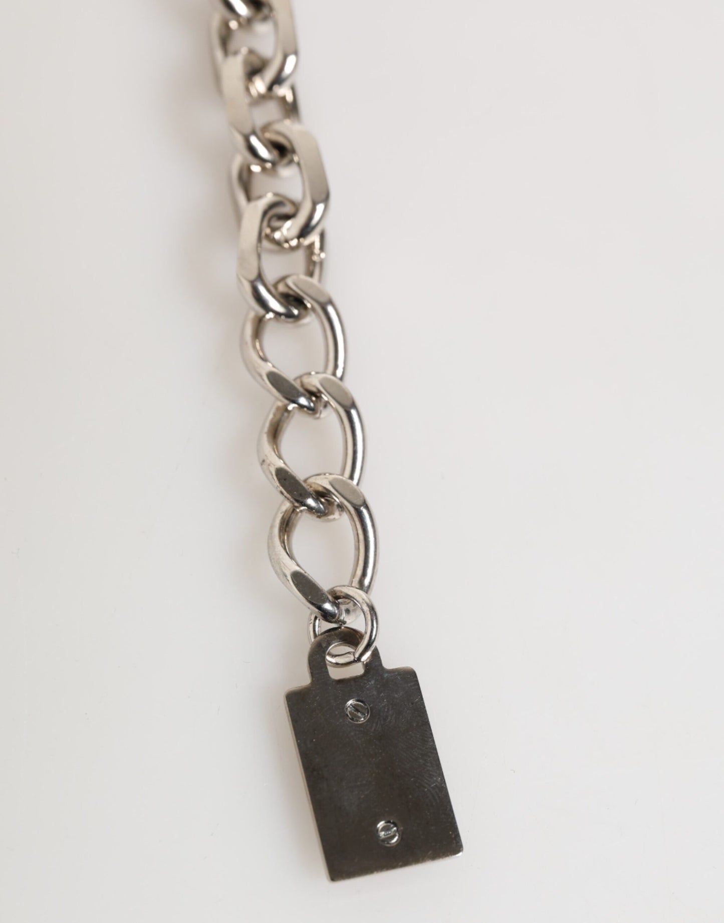 Bracelet Dolce & Gabbana pour homme avec chaîne en argent, fermoir mousqueton et perles en laiton et logo