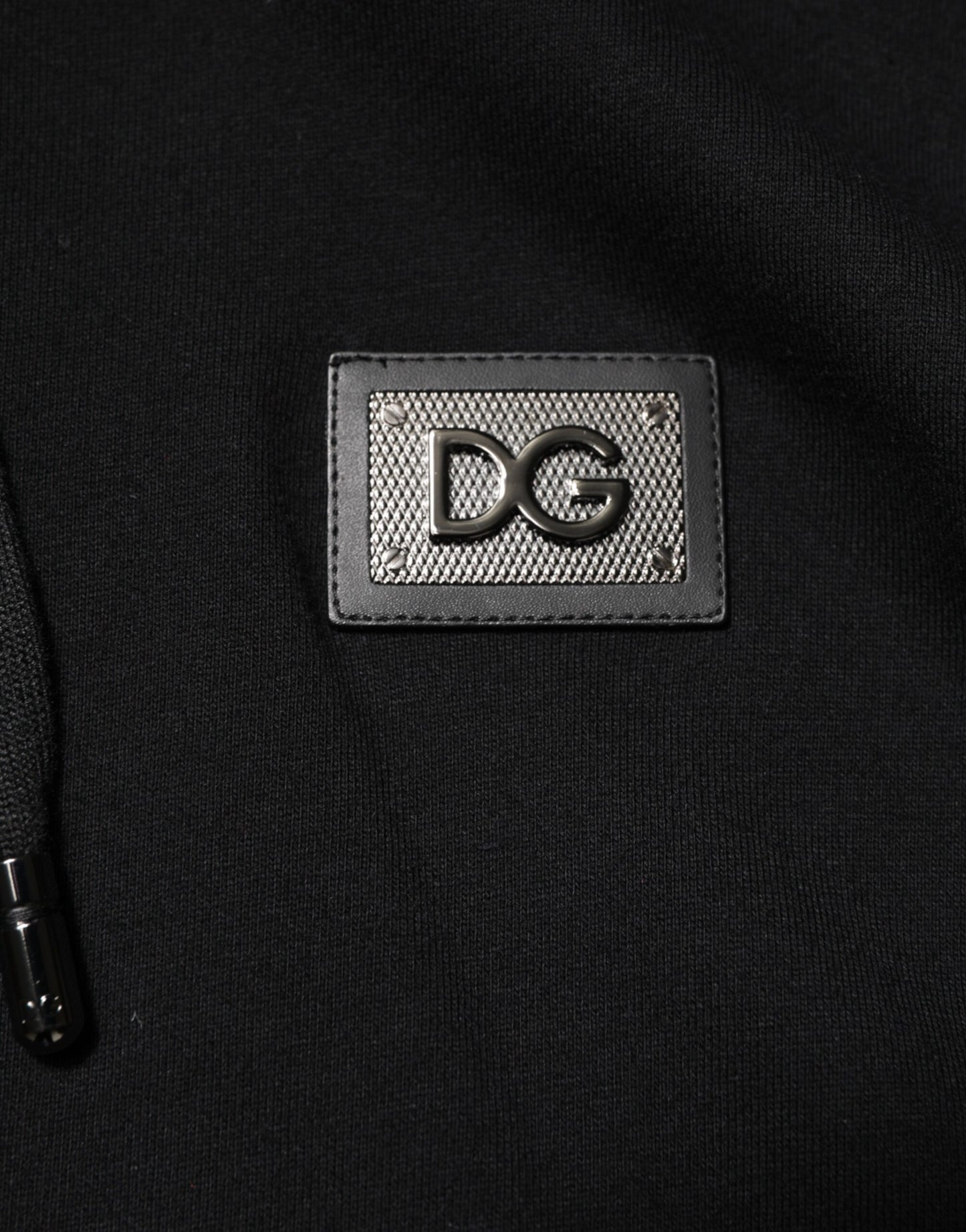 Cardigan en coton noir avec plaque de marque Dolce & Gabbana