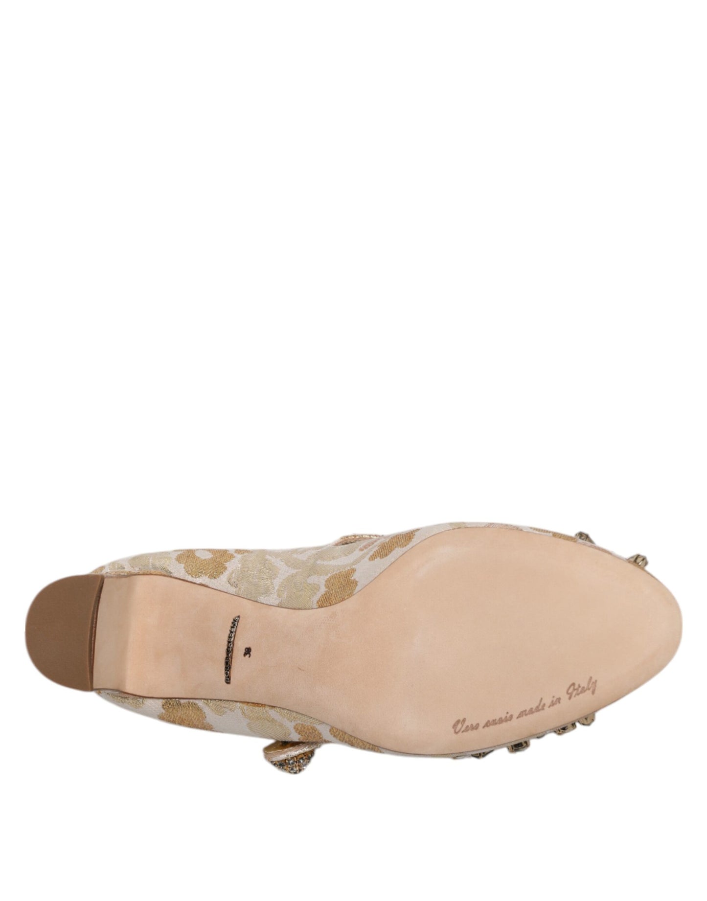 Escarpins Mary Jane en jacquard doré et cristaux de Dolce & Gabbana