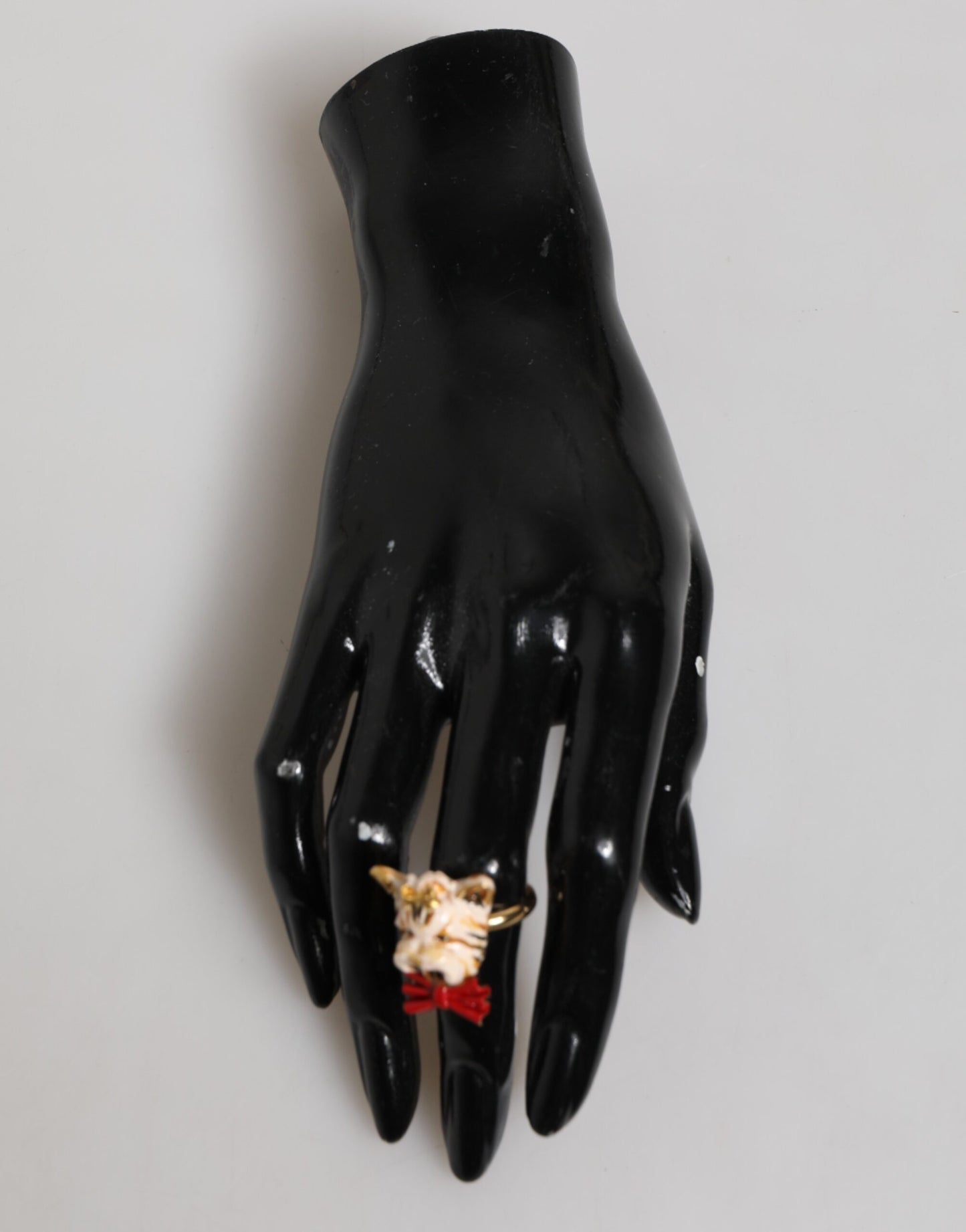 Dolce & Gabbana Gouden Messing Hars Beige Honden Huisdier Accessoire Ring