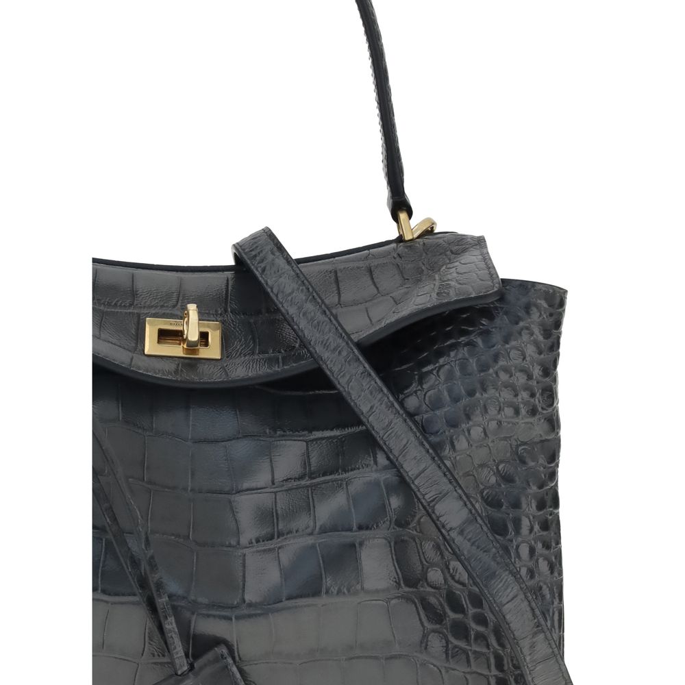 Balenciaga Rodeo schoudertas van leer met krokodillenprint