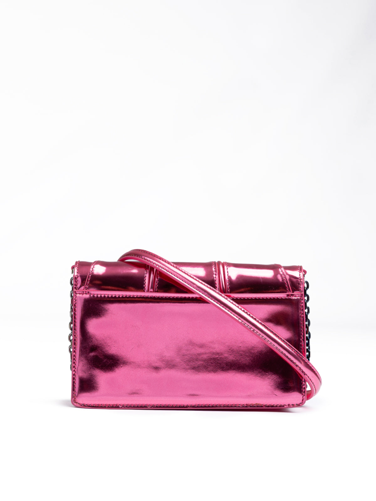 Sac en cuir verni Ferrari Metal Pink GT avec chaîne