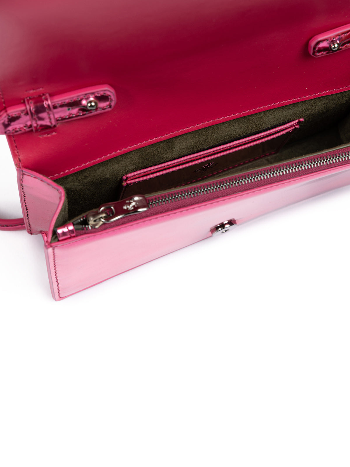 Sac en cuir verni Ferrari Metal Pink GT avec chaîne