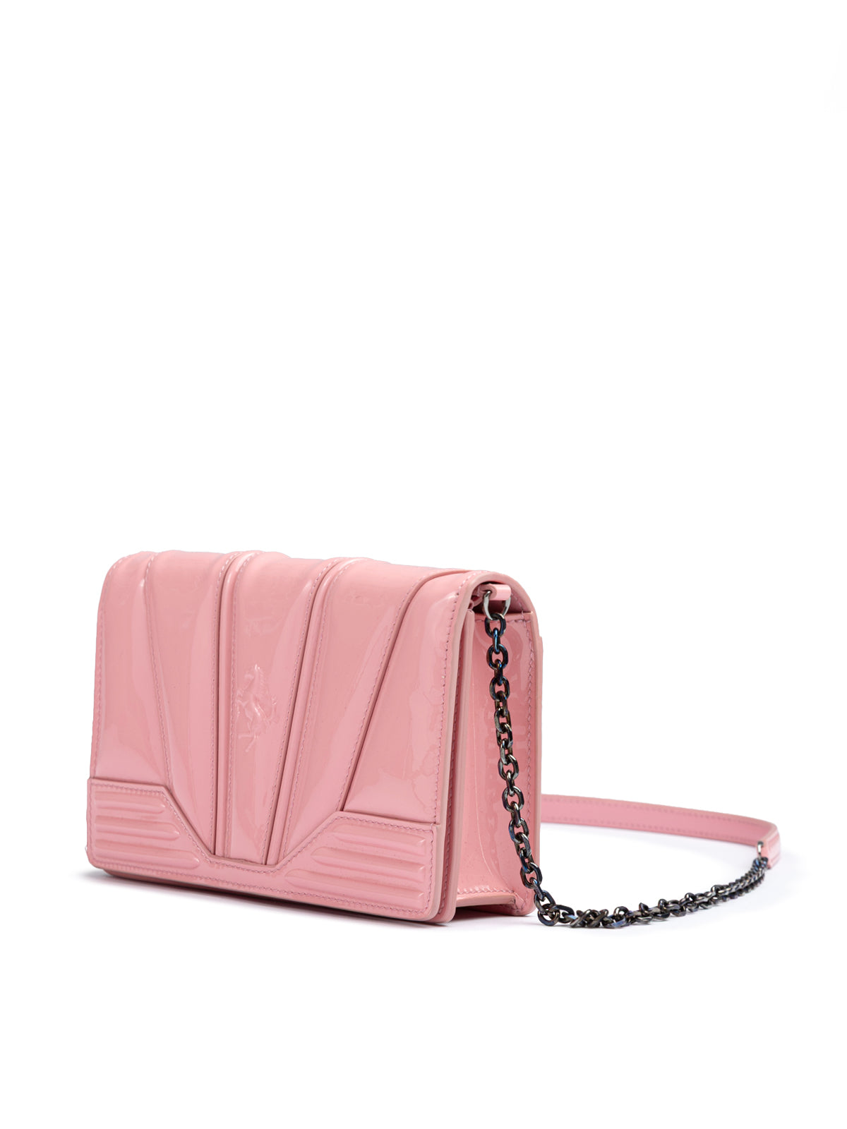 Sac Ferrari Pink GT en cuir verni avec chaîne