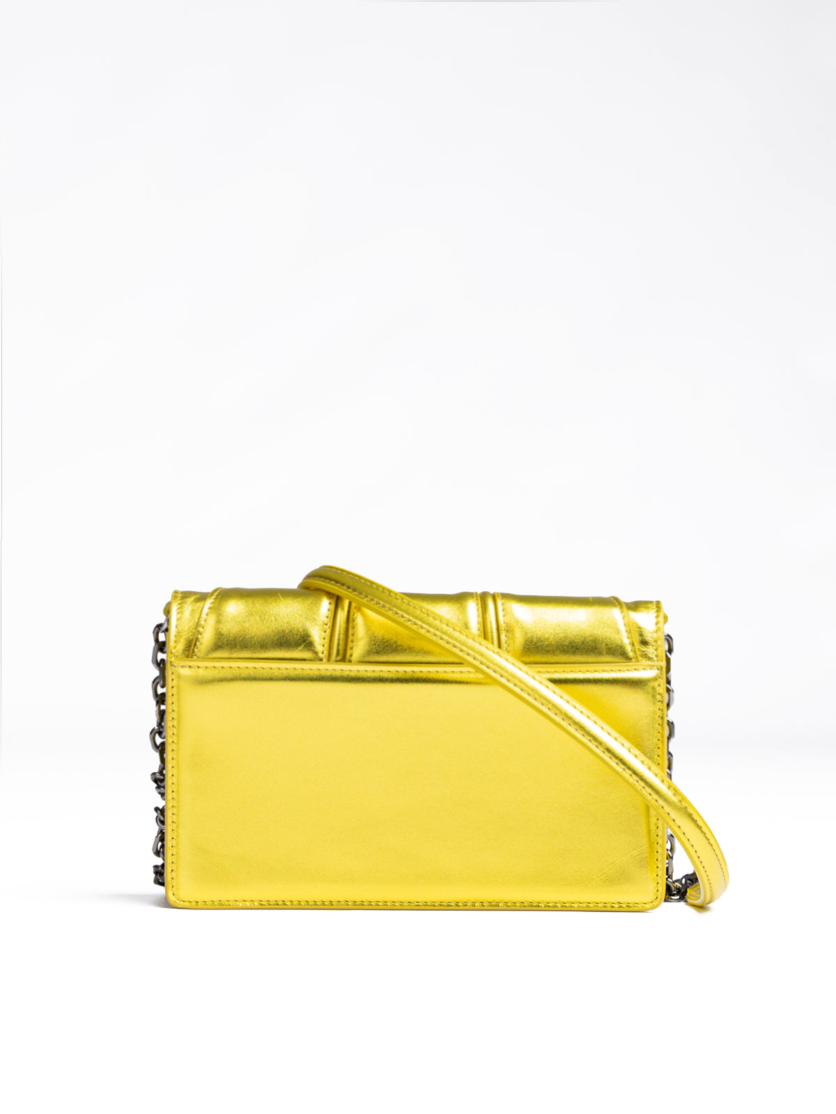 Sac en cuir verni Ferrari Metal Yellow GT avec chaîne