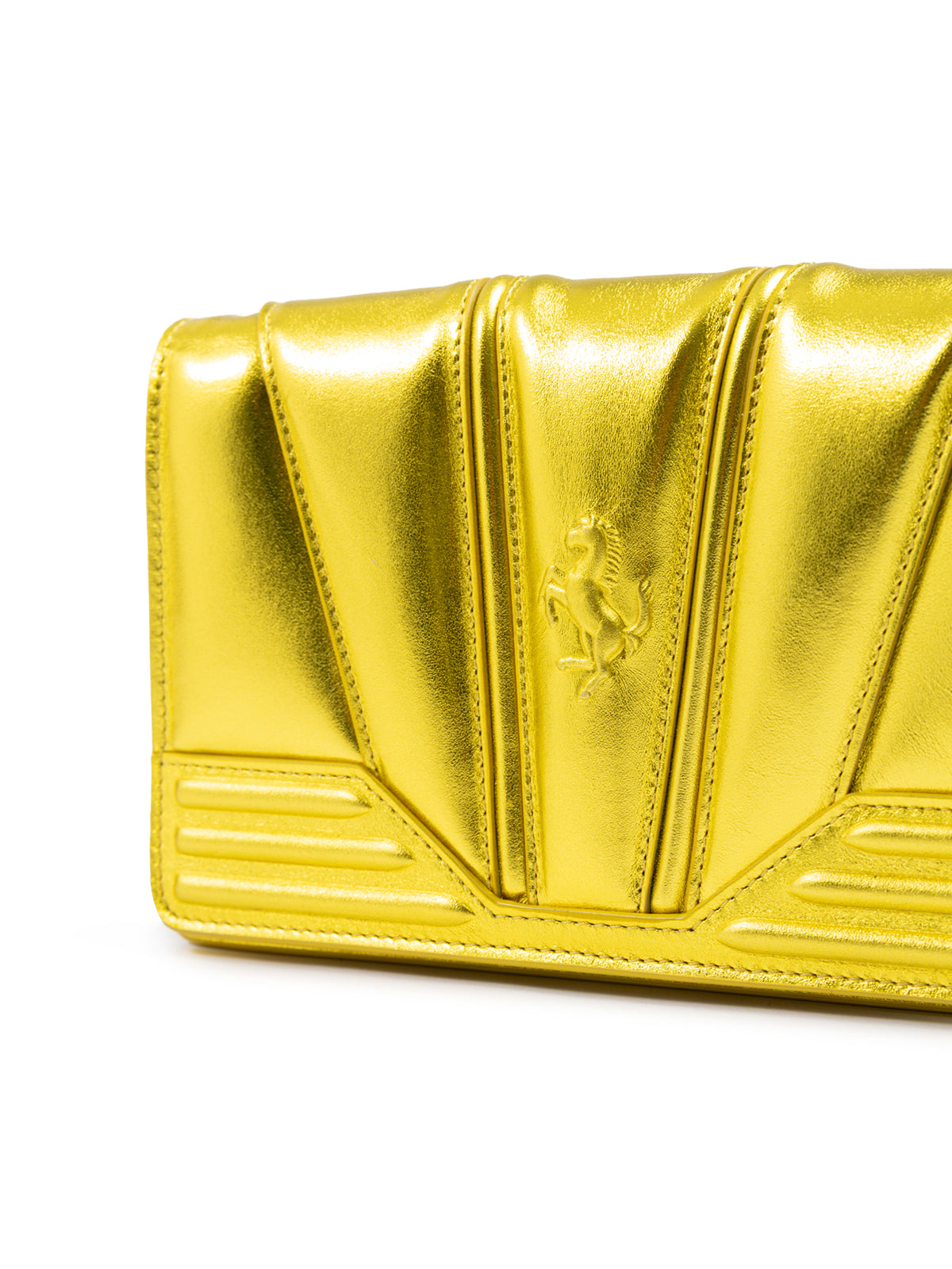 Sac en cuir verni Ferrari Metal Yellow GT avec chaîne