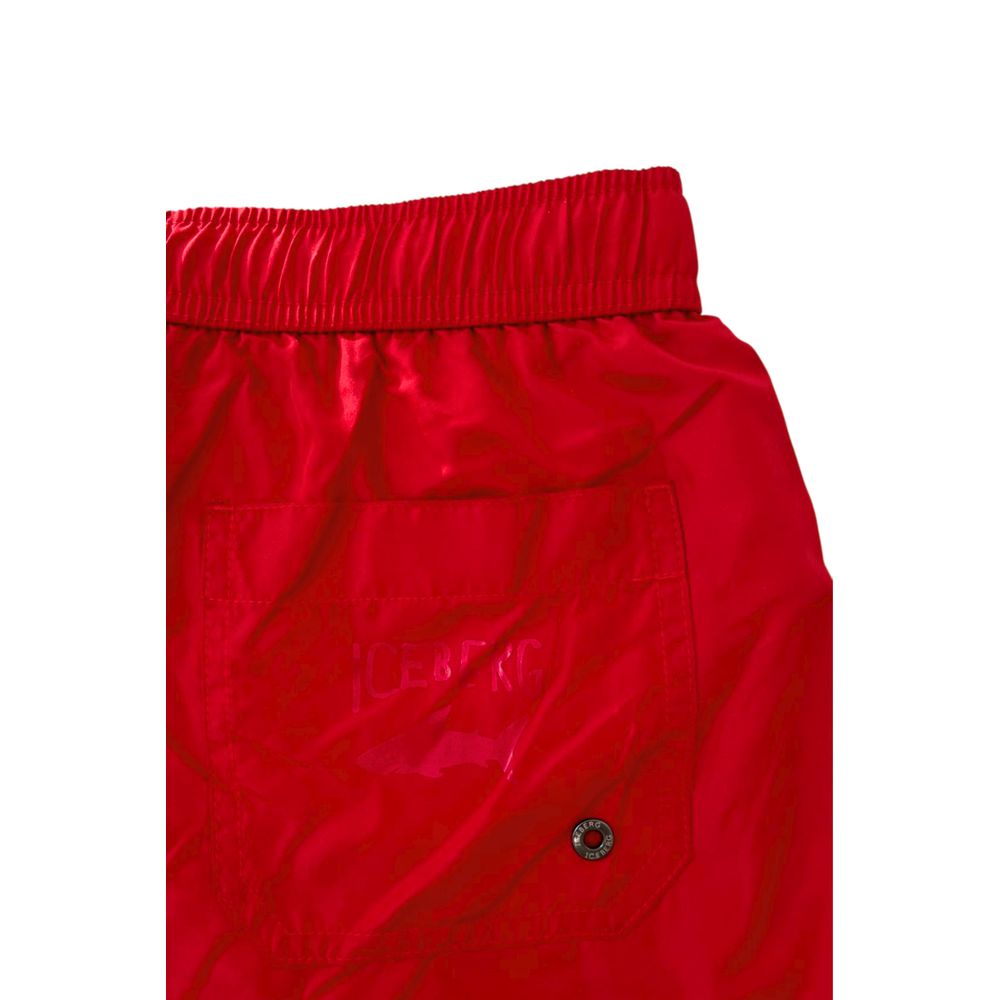 Short de bain pour homme en polyester rouge Iceberg