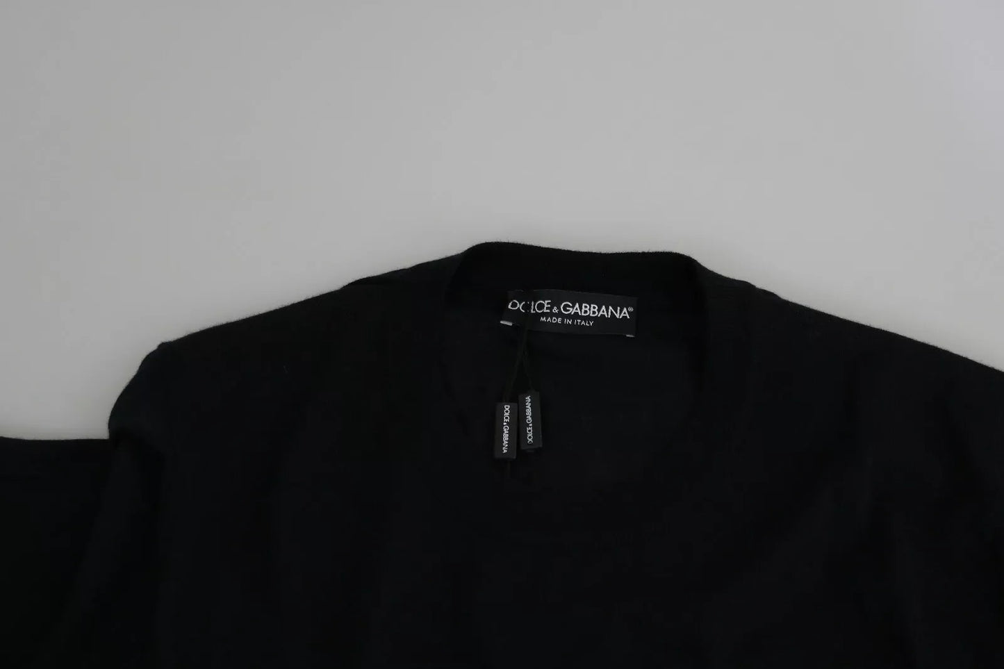 Dolce & Gabbana Black Cashmere Crewneck Pullover Sweater