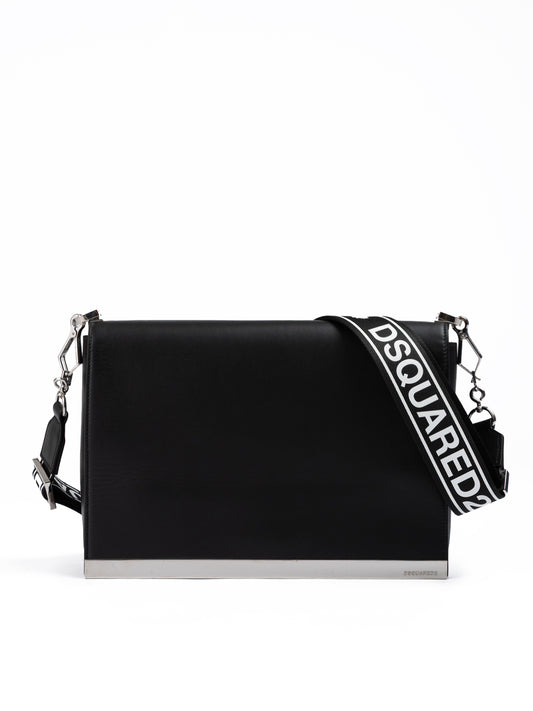 Sac messager en cuir noir Dsquared²