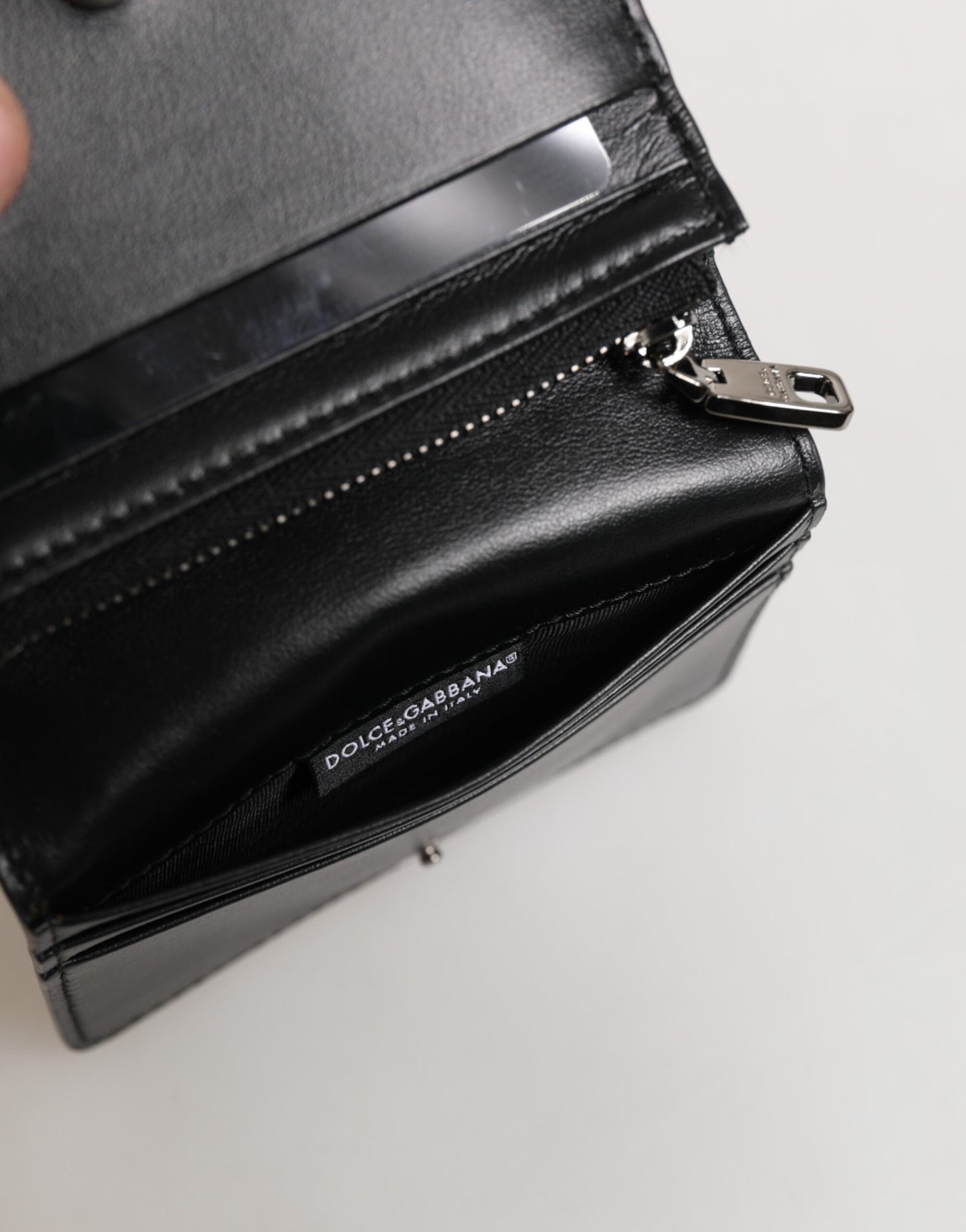 Porte-cartes bicolore en cuir noir avec logo DG de Dolce & Gabbana - Homme - Portefeuille