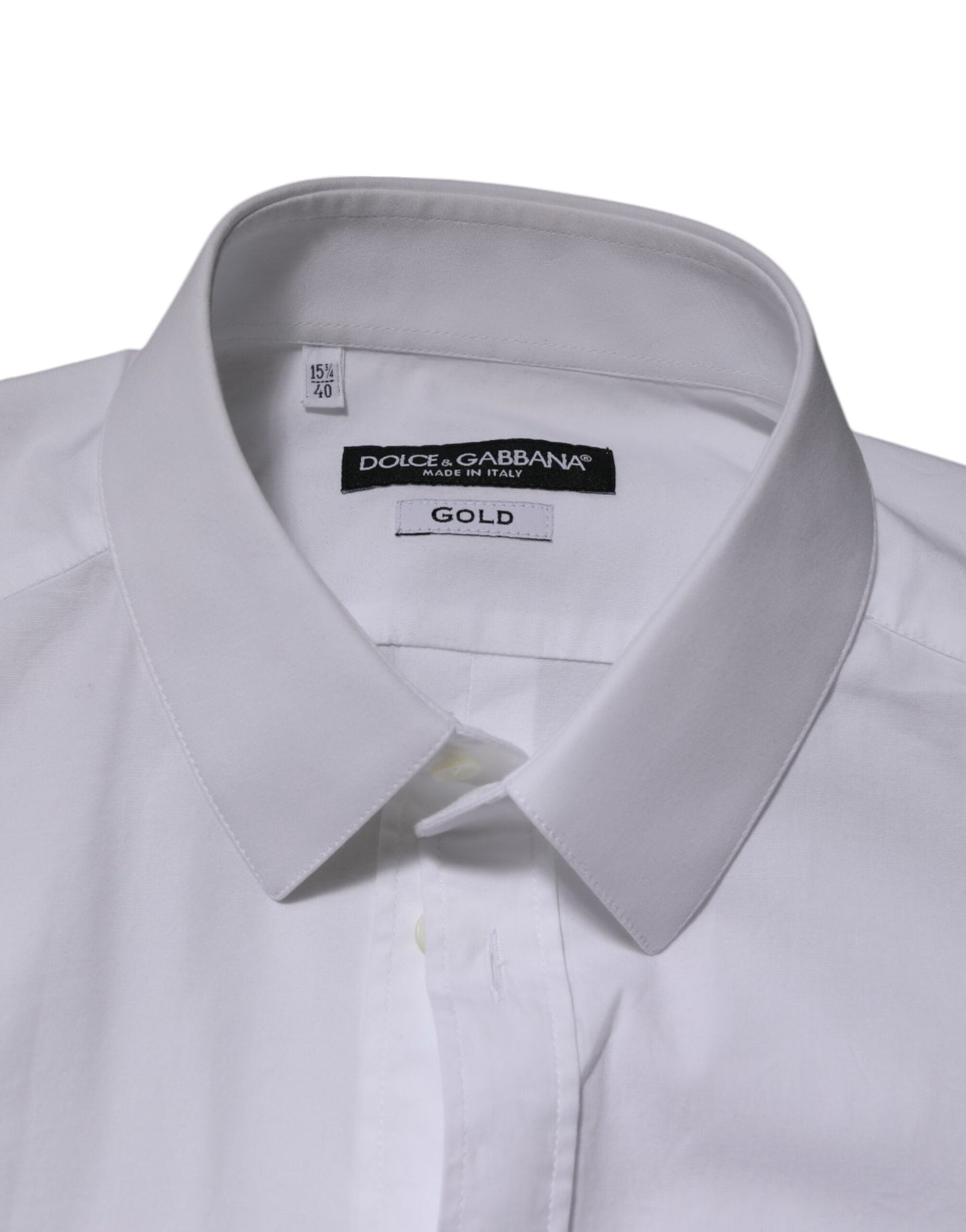 Chemise homme formelle à manches longues en coton blanc doré Dolce & Gabbana