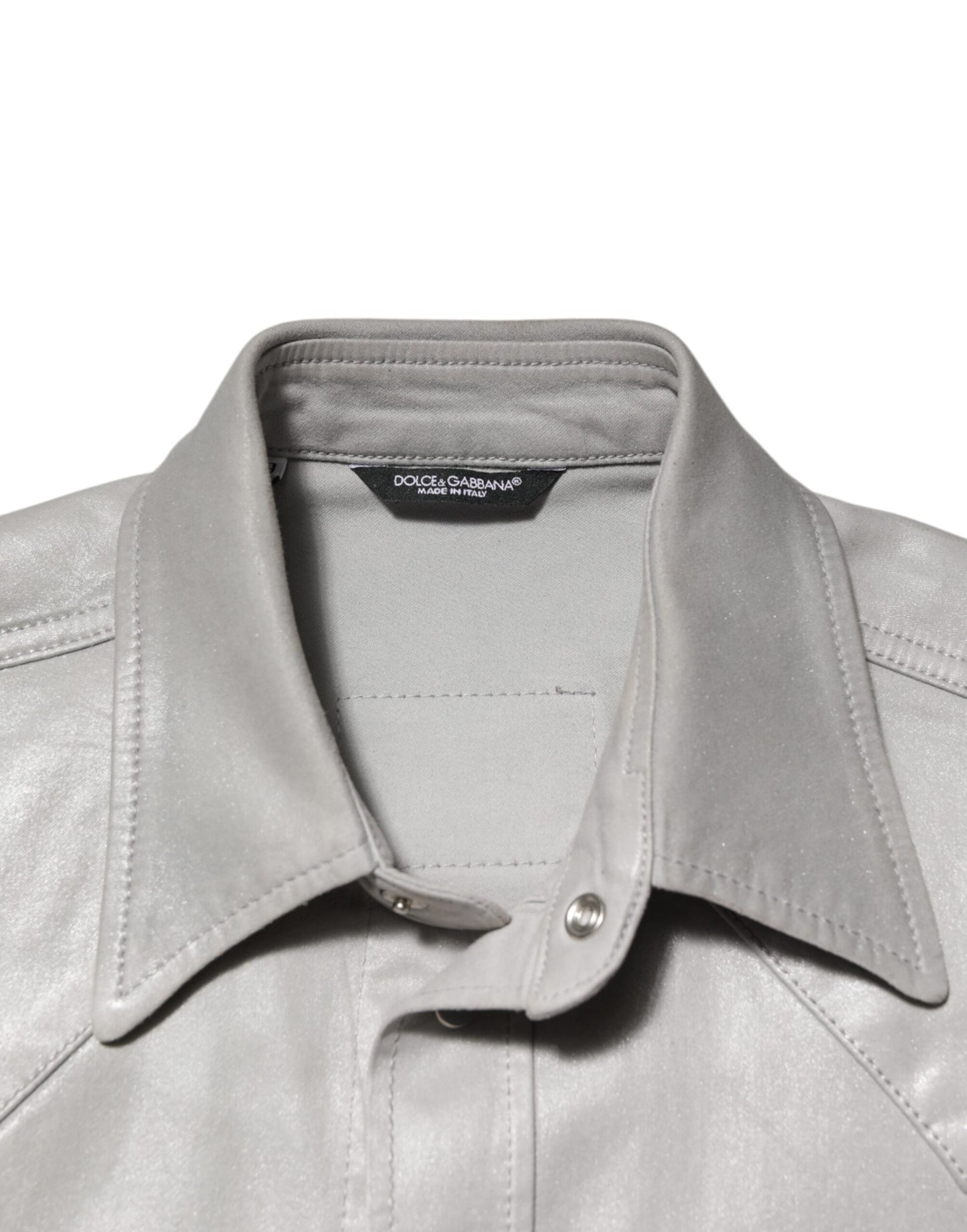 Dolce & Gabbana Metallic Gray Cotton Button Down Men Shirt