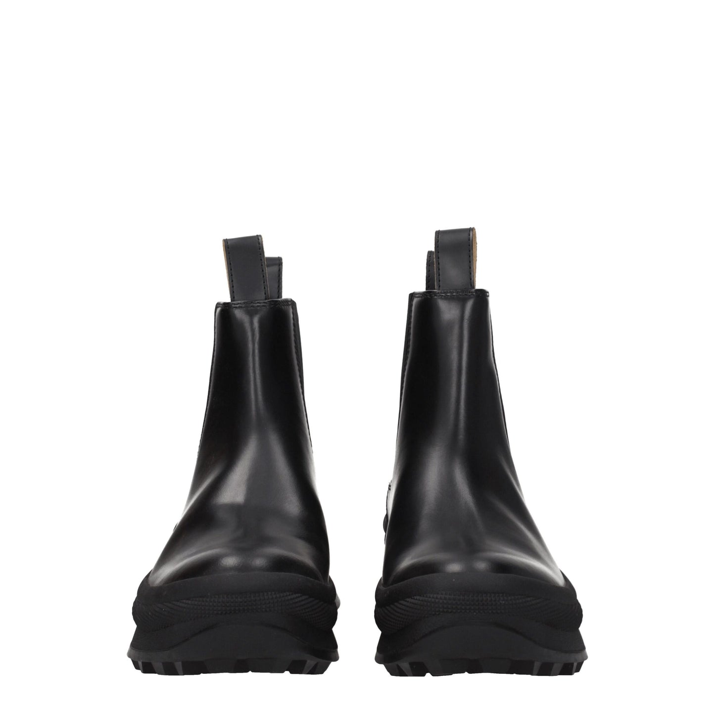 Bottes de cheville en cuir noir Jil Sander