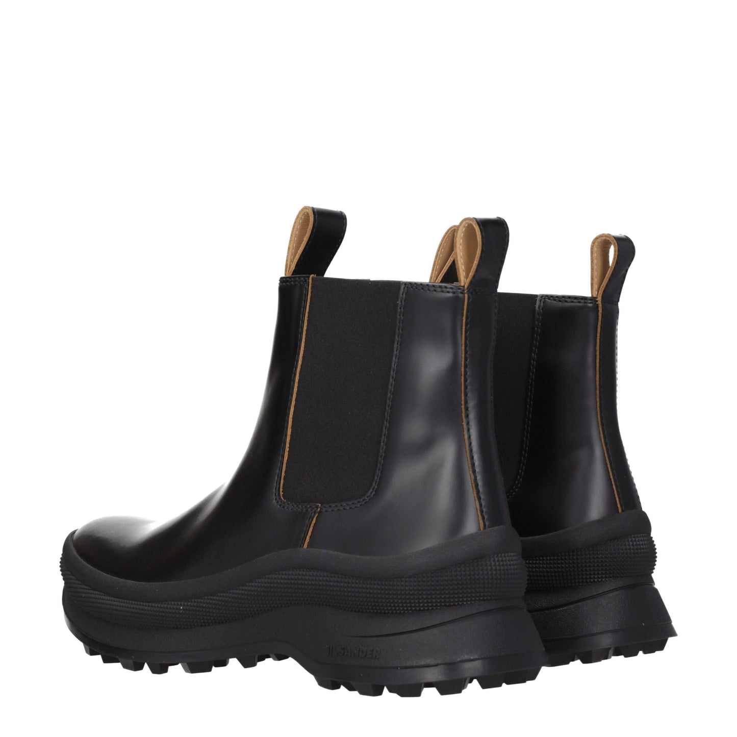 Bottes de cheville en cuir noir Jil Sander