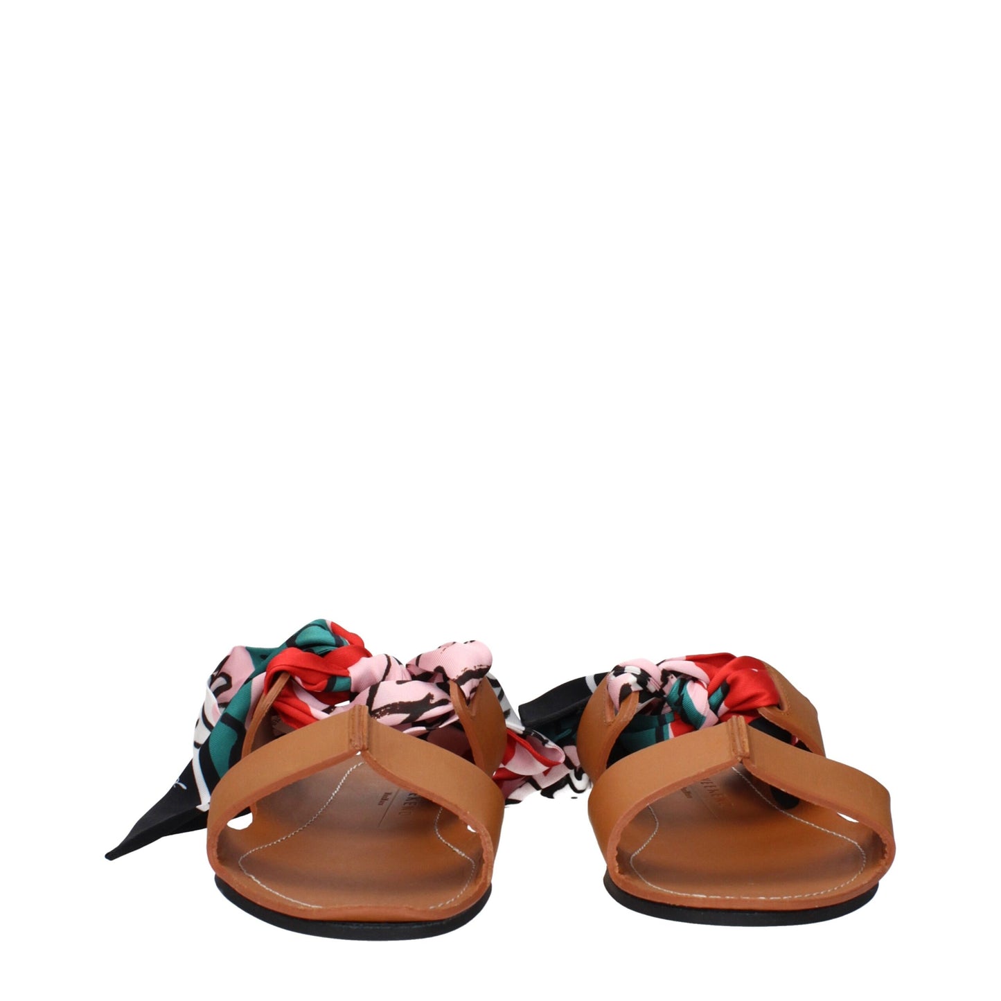 Max Mara bruine leren platte sandalen