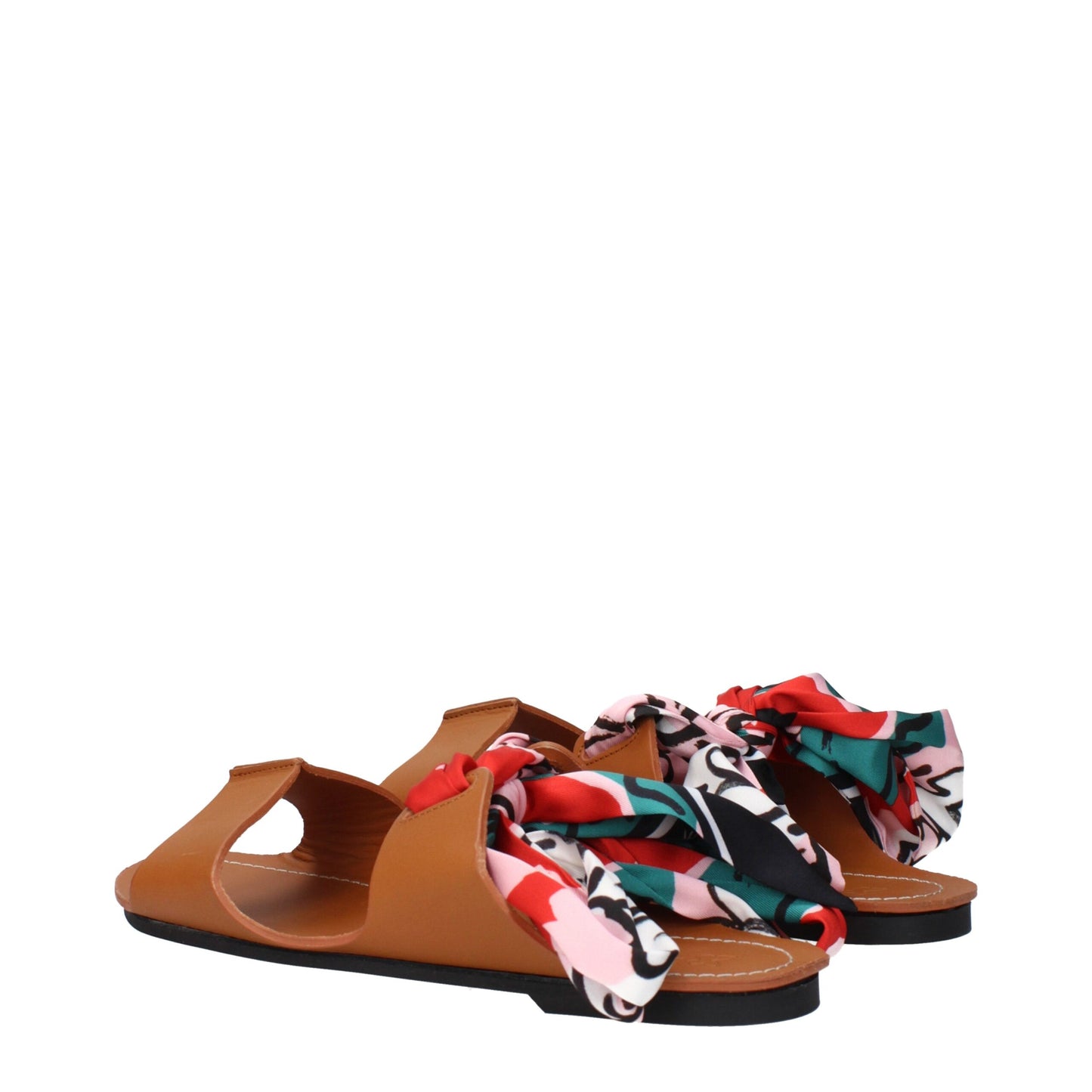 Max Mara bruine leren platte sandalen