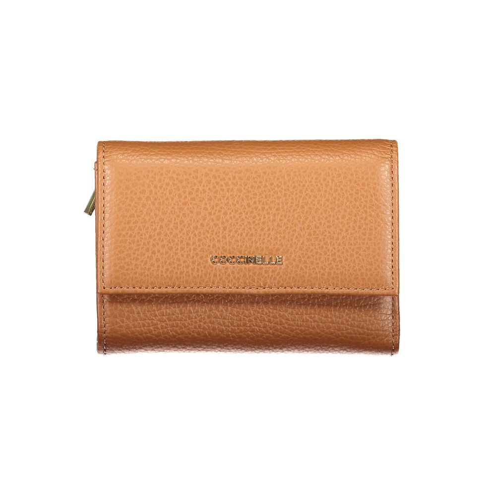 Portefeuille femme en cuir marron Coccinelle