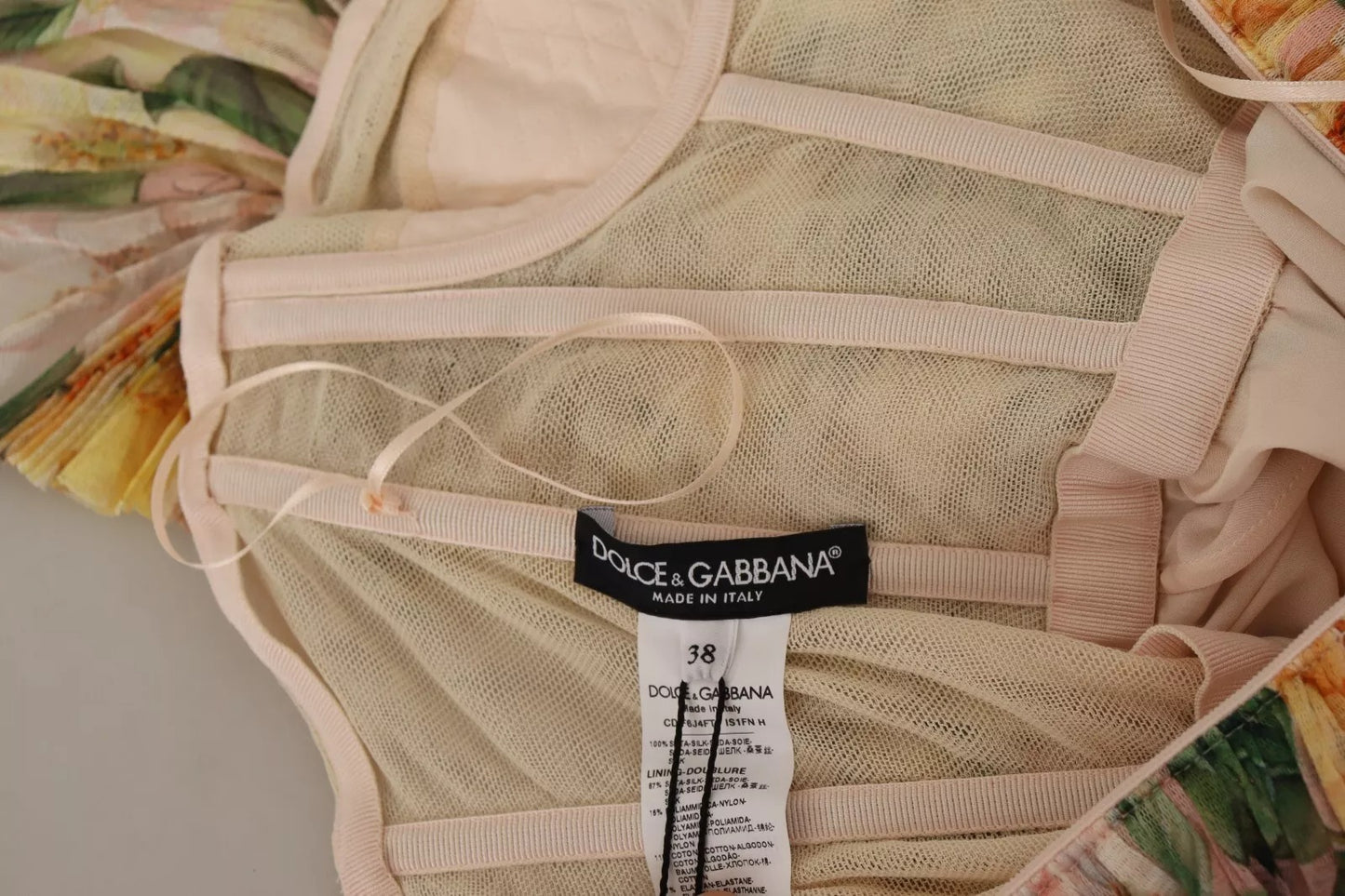 Robe maxi plissée à imprimé floral jaune de Dolce & Gabbana