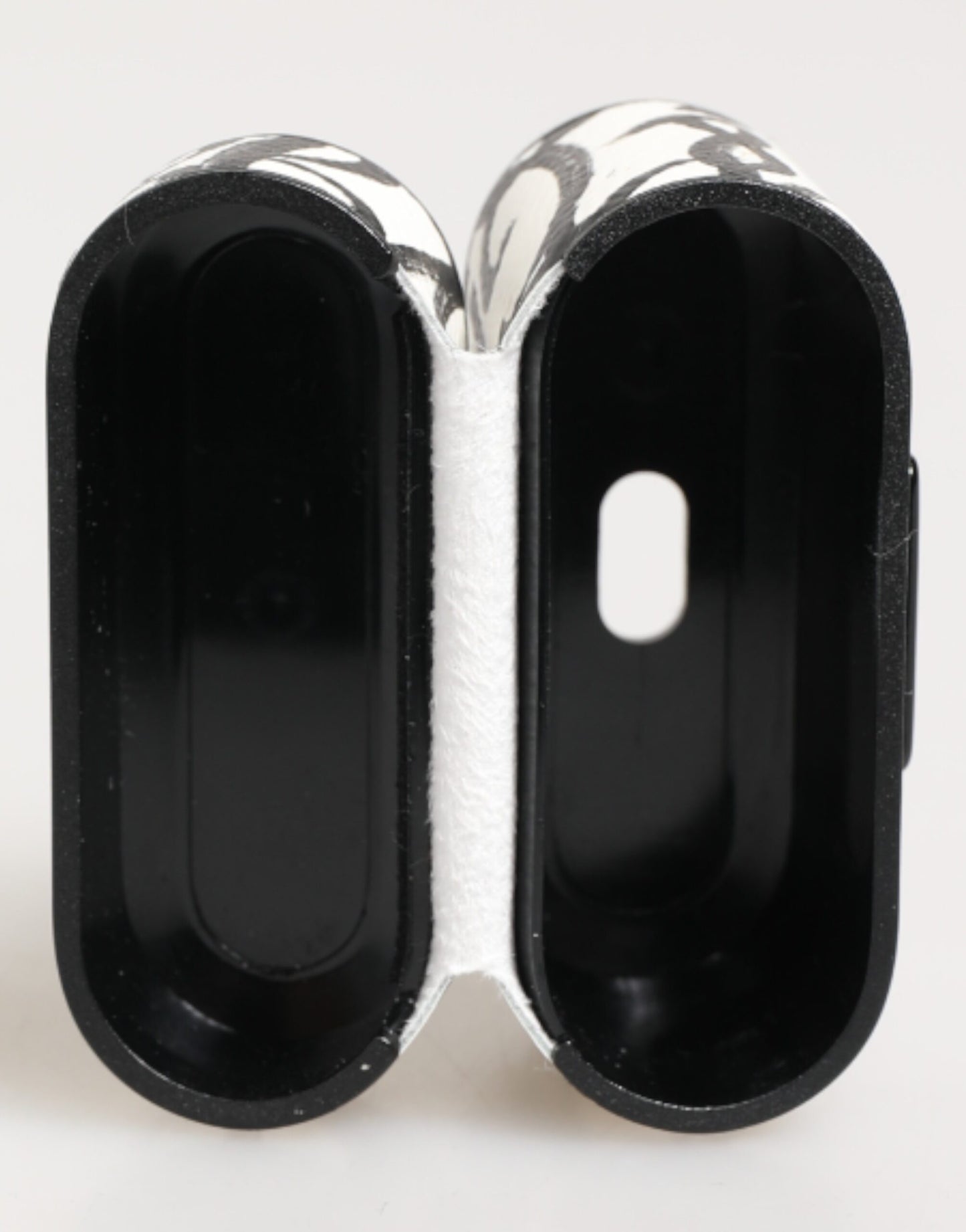 Étui pour Airpods Dolce & Gabbana en cuir noir et blanc avec imprimé monogramme et logo.