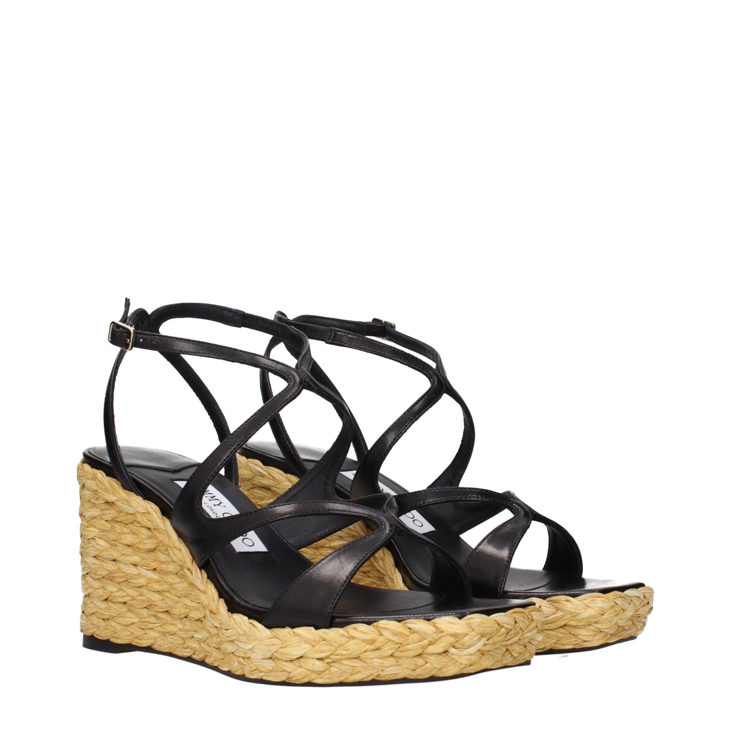 Sandales compensées en cuir noir de Jimmy Choo