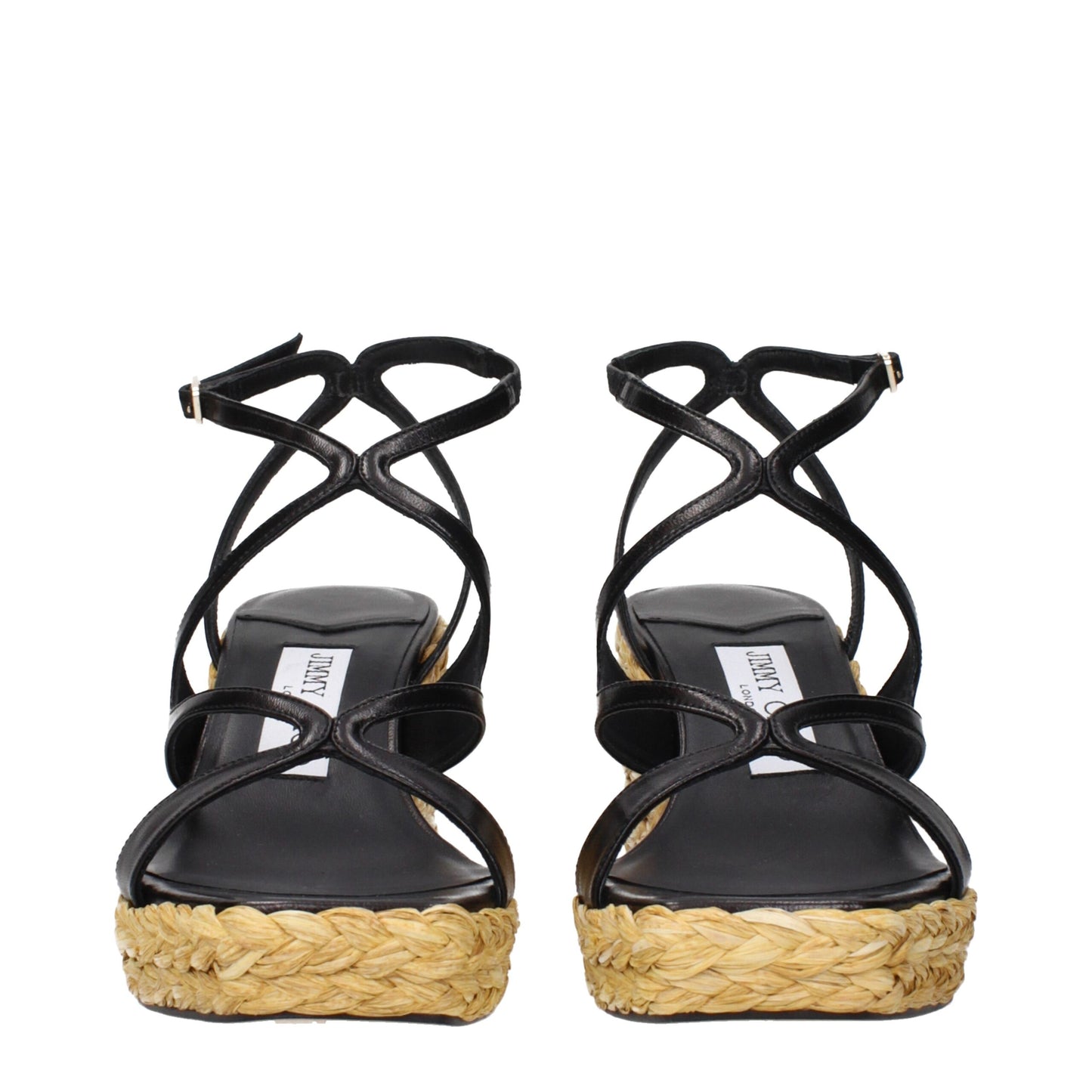 Sandales compensées en cuir noir de Jimmy Choo