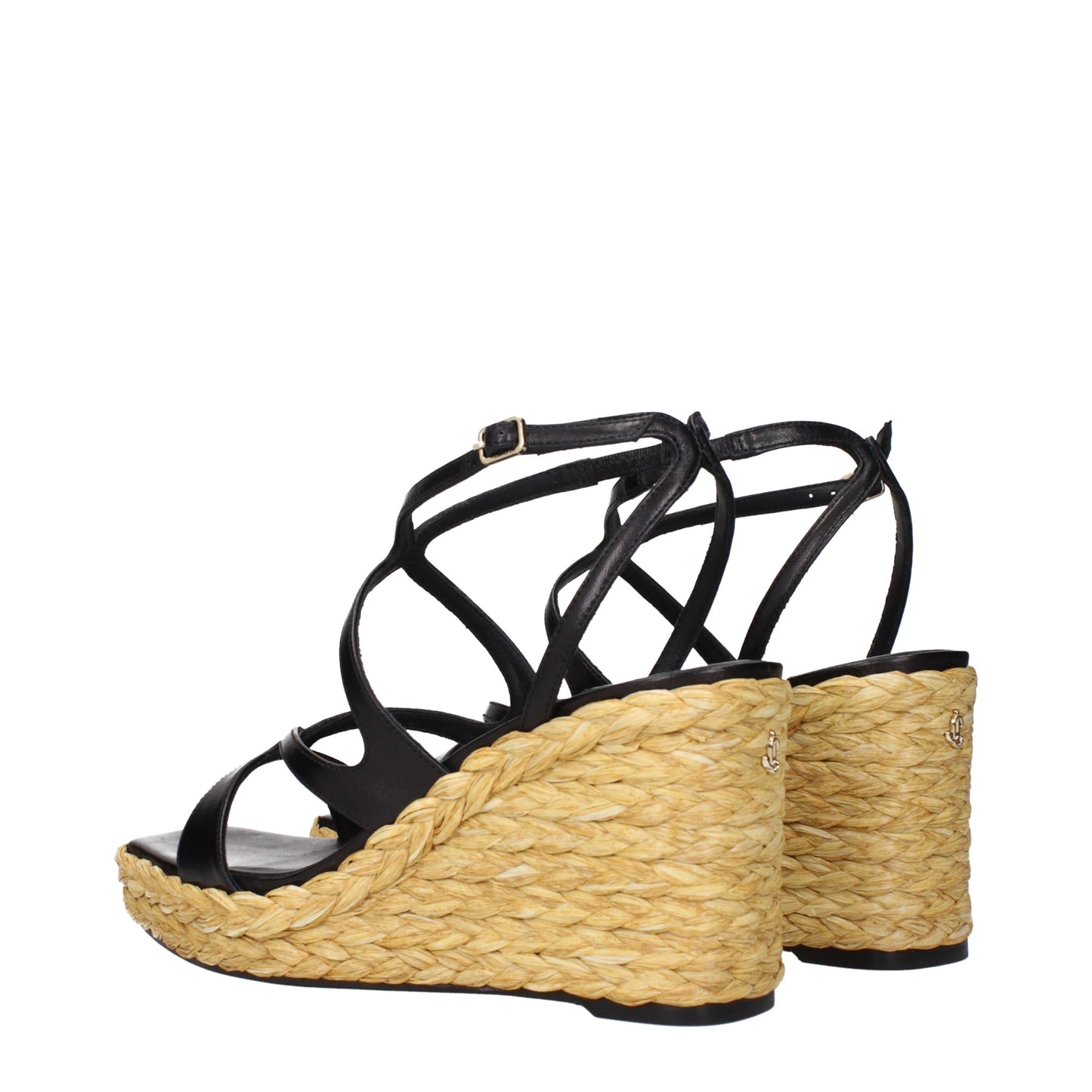 Sandales compensées en cuir noir de Jimmy Choo