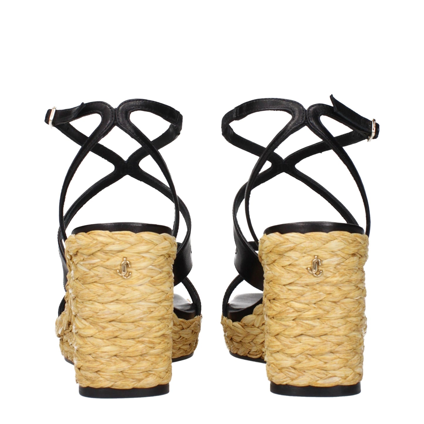 Sandales compensées en cuir noir de Jimmy Choo