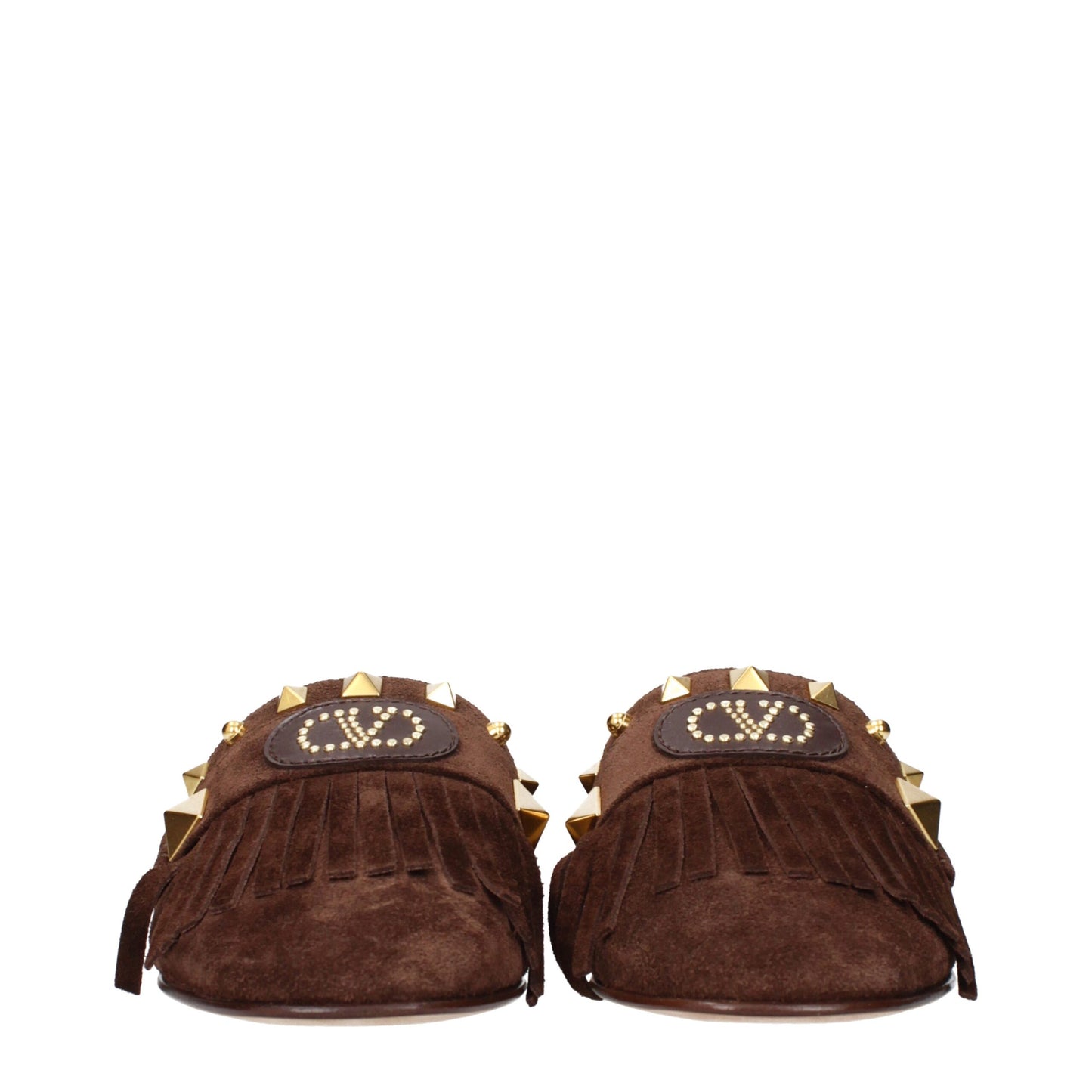 Sandales-chaussons en cuir marron Valentino Garavani