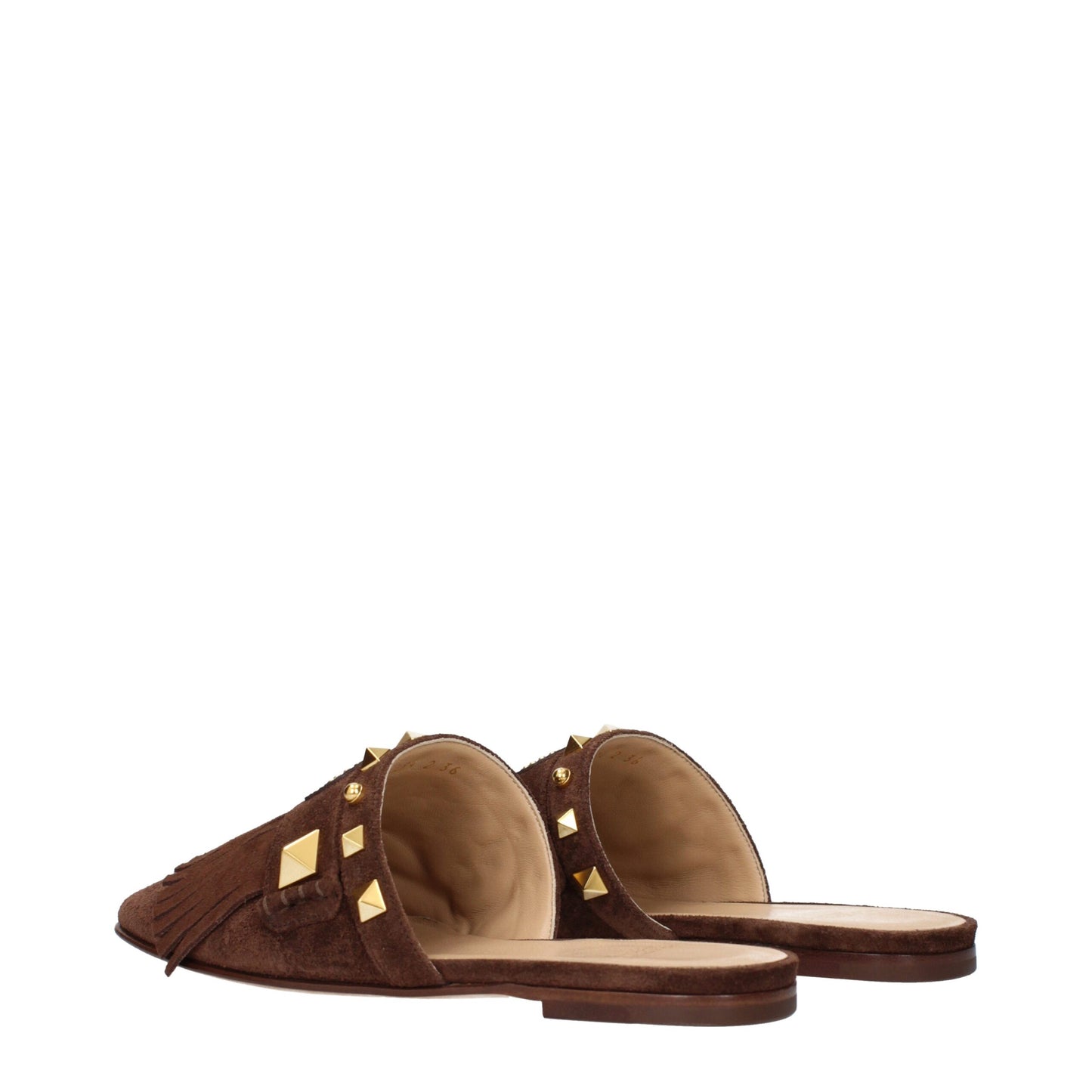 Sandales-chaussons en cuir marron Valentino Garavani