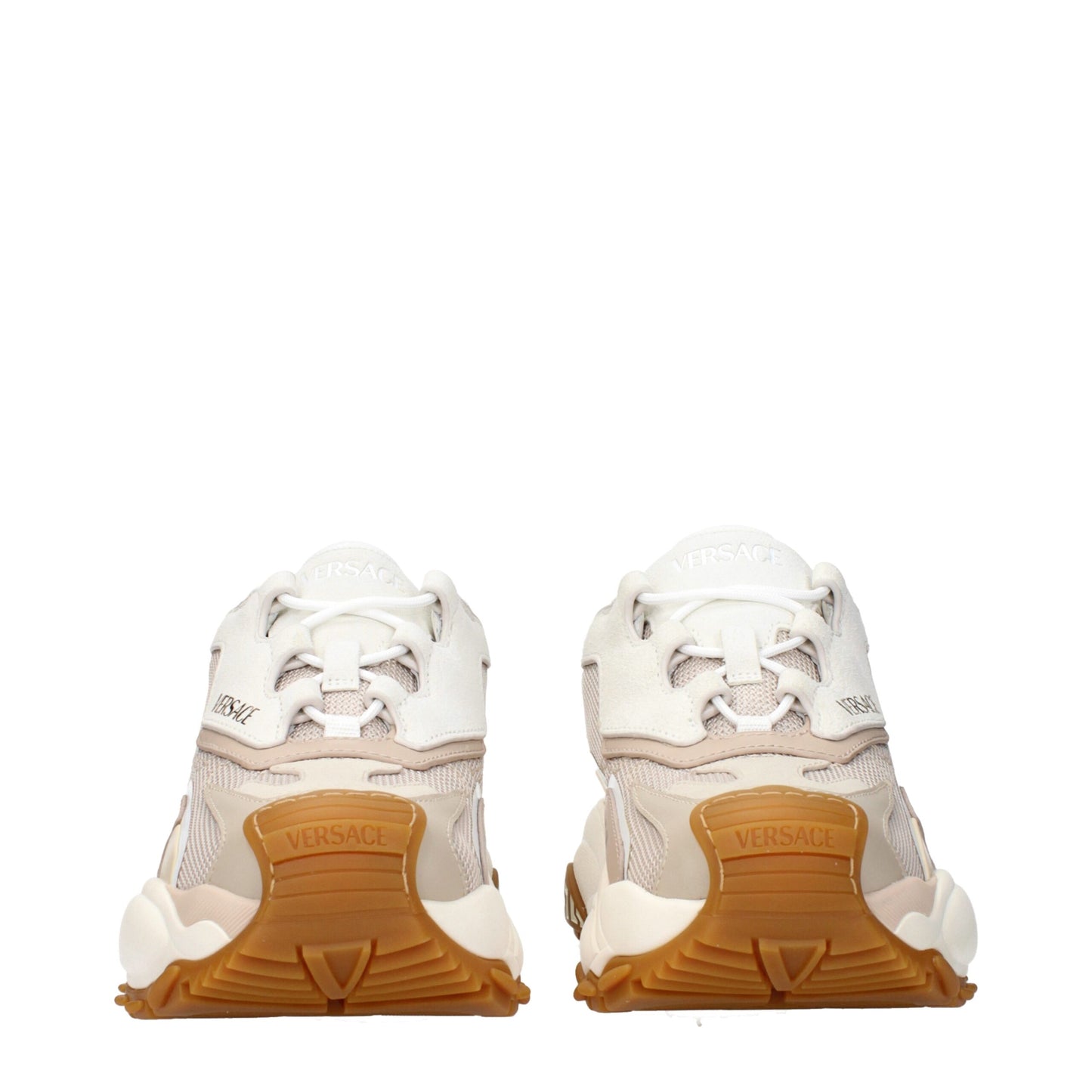 Sneakers à semelle épaisse en tissu beige de Versace