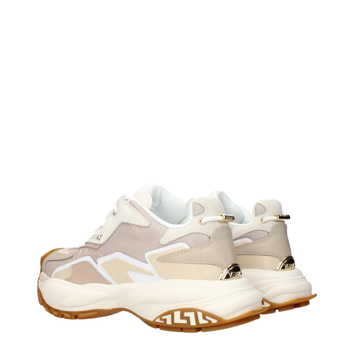 Sneakers à semelle épaisse en tissu beige de Versace