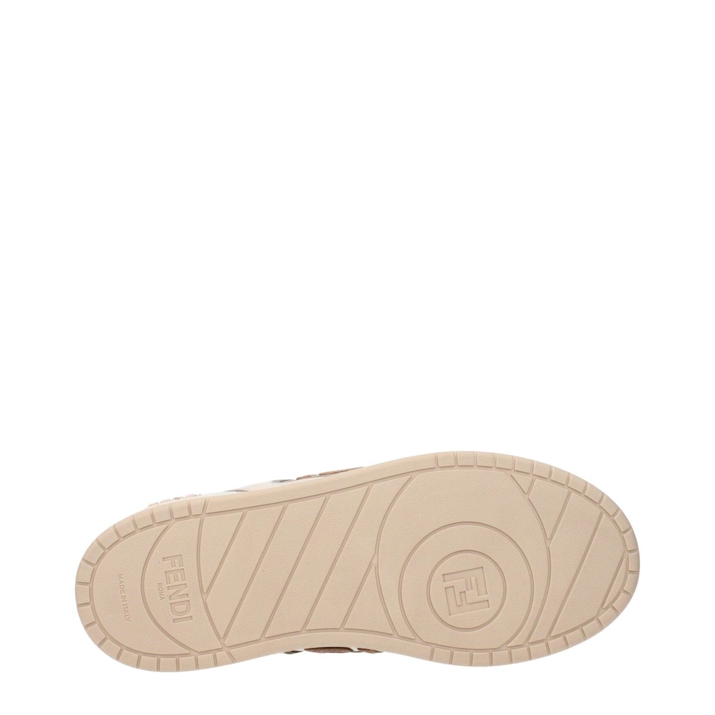 Baskets basses en cuir beige Fendi